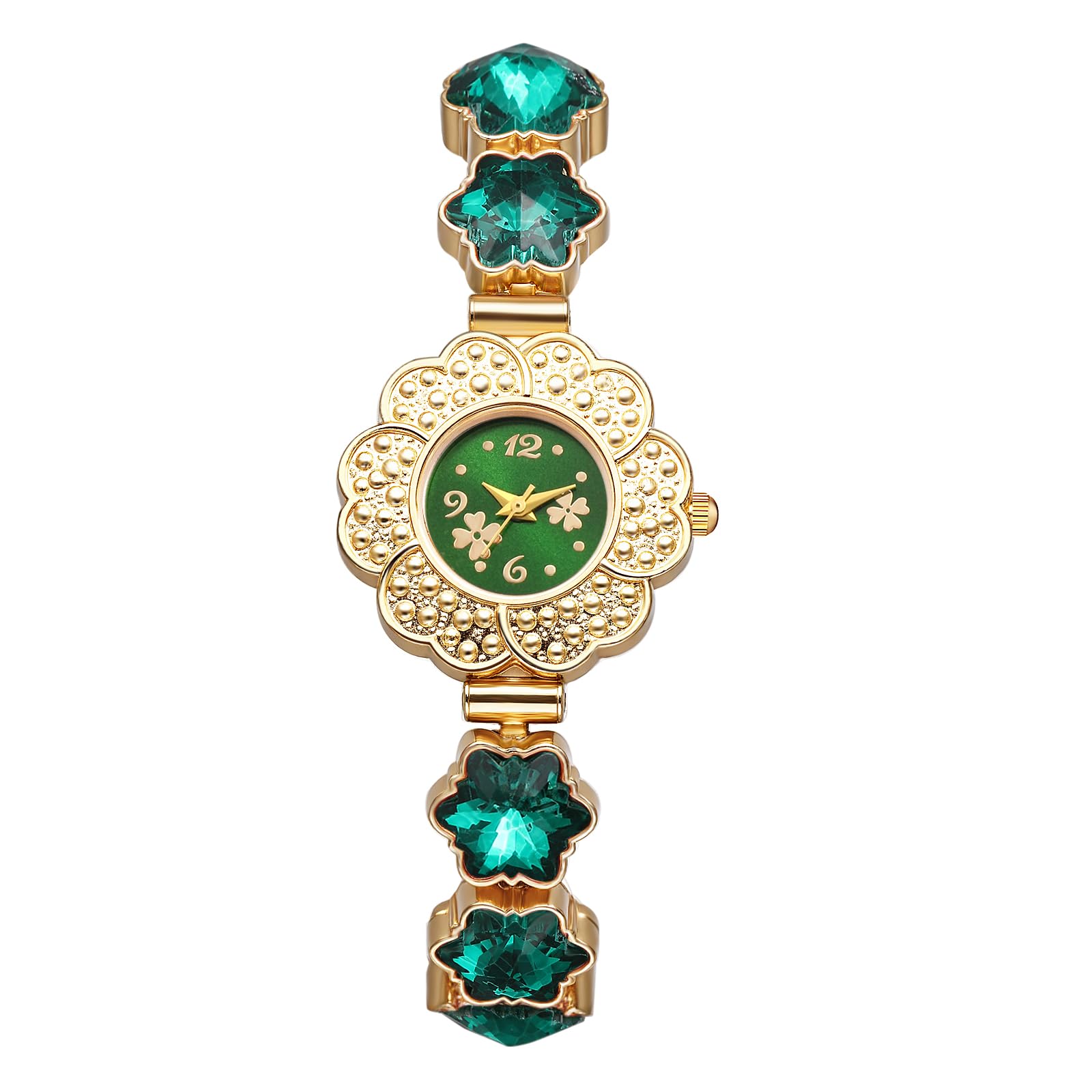JewelryWe Women's Crystal Flower Watch: Analog Quartz Rhinestone - Product Imagery