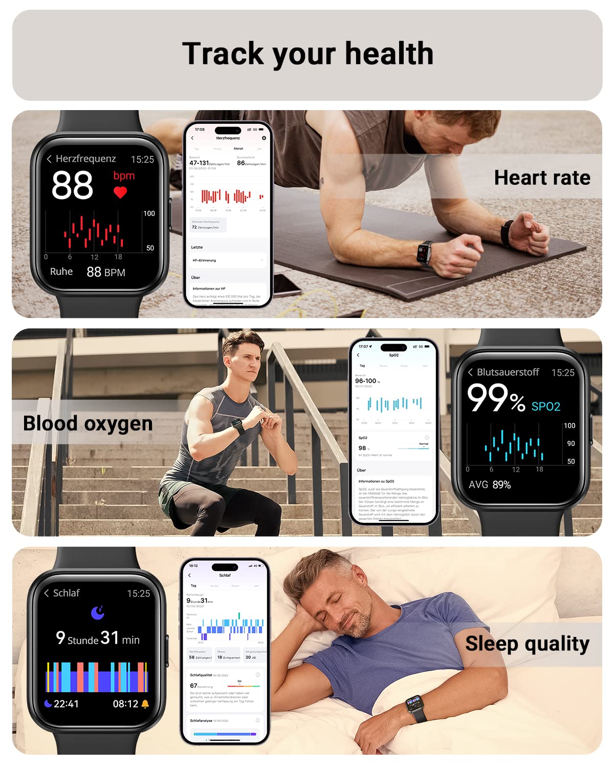 Tensky Smart Watch for Men/Women Android/iPhone/Samsung, Alexa Built-i - View 4