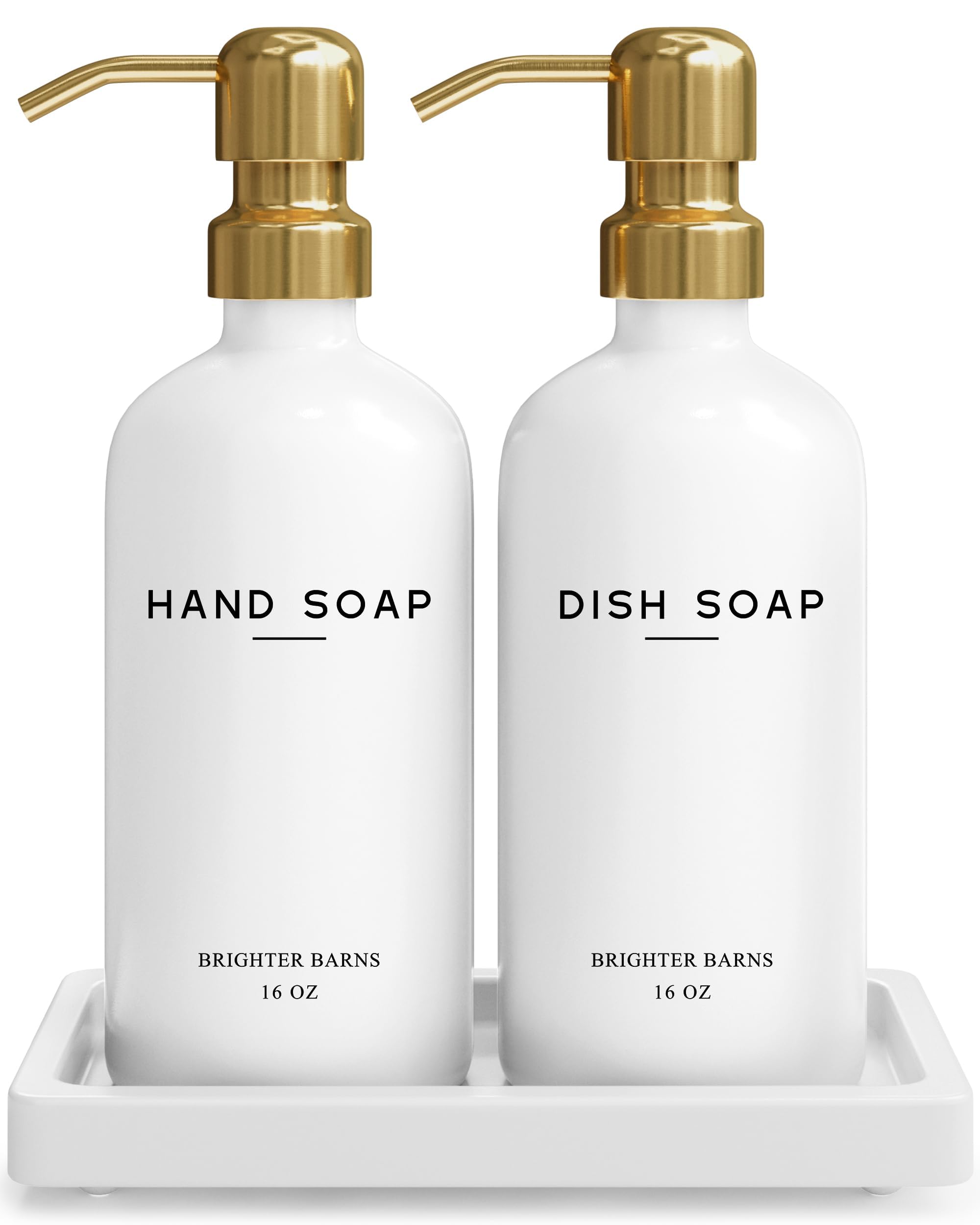 Luxury Glass Hand and Dish Soap Dispenser Set by Brighter Barns - - Brighter Barns Official Product View 1
