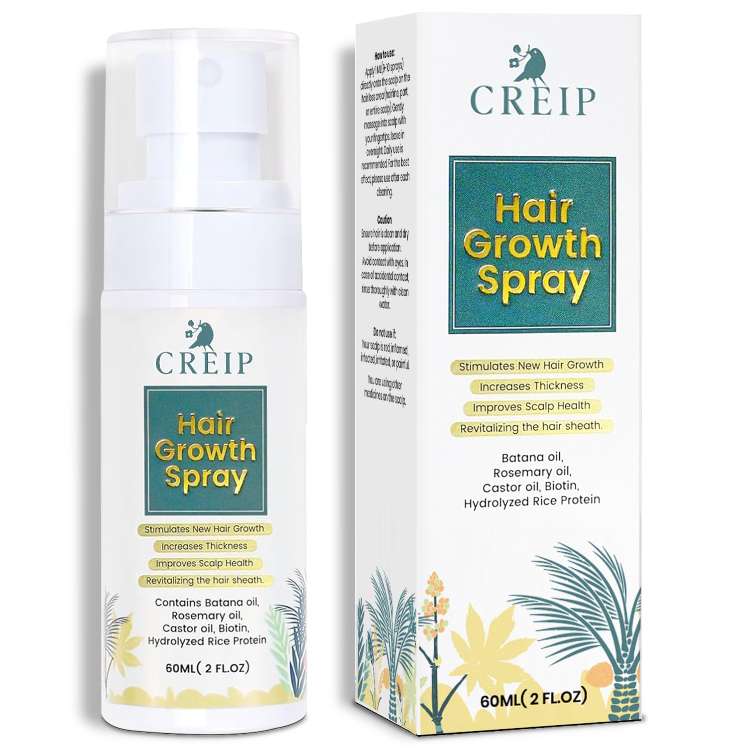 Creip Natural Hair Growth Oil Spray - Natural Formula with Batana & Castor a - Creip Official Product View 2