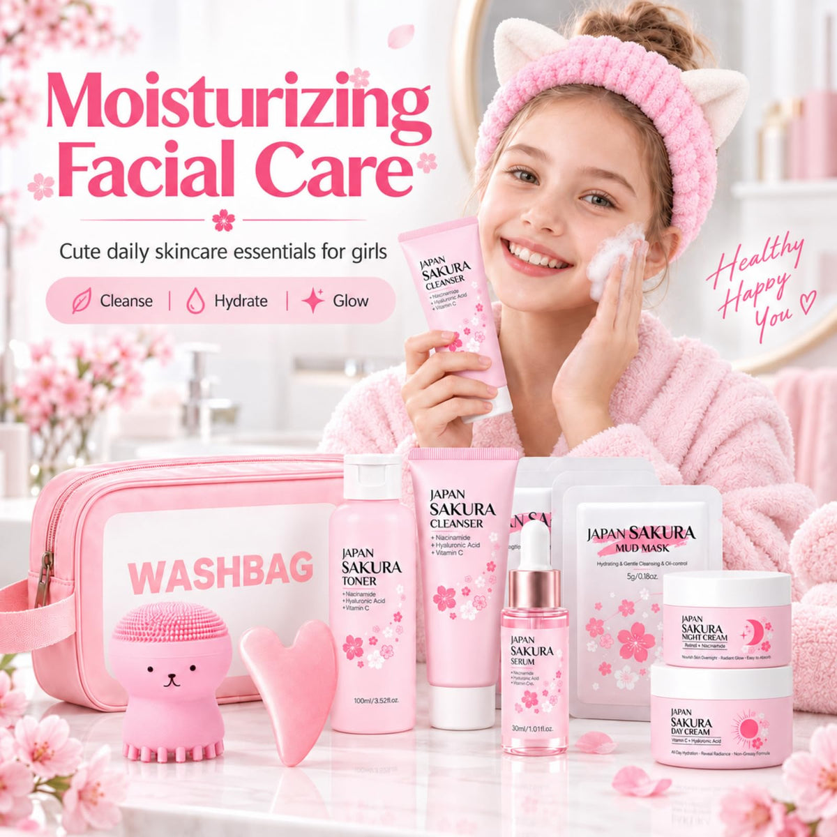 Sakura Skin Care Set for Kids Girls Birthday Christmas Gifts - Vienflona Official Imagery - 5
