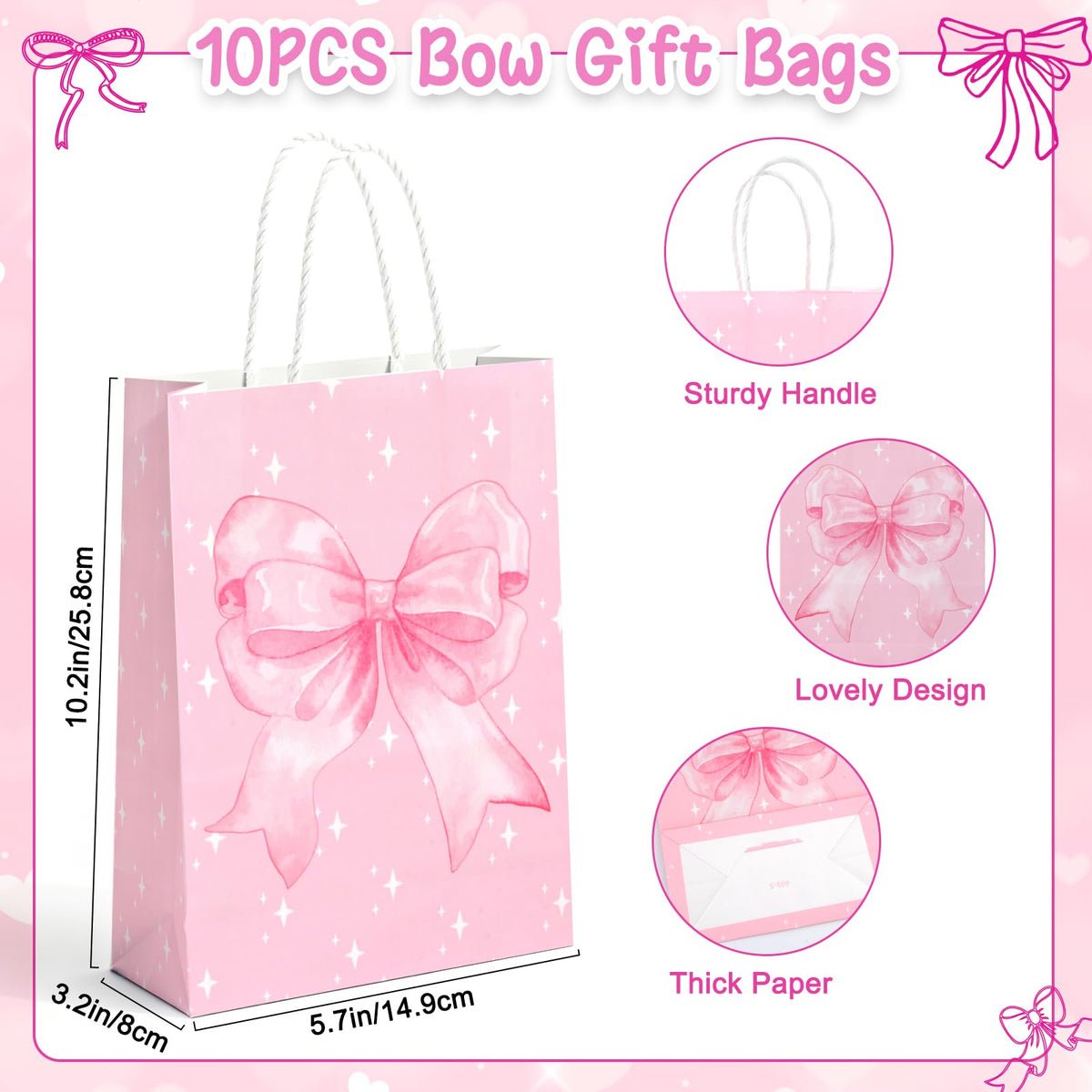 Pink Bow Party Favors for Girls 110pcs Coquette Bow Goodie - Perpetily Official Imagery - 4