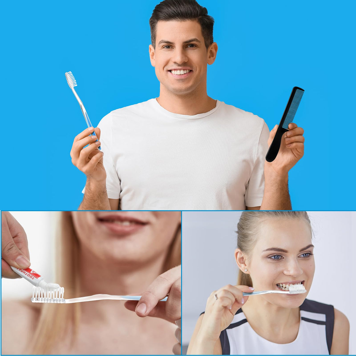 Newtay 50 Sets Disposable Toothbrush Floss Comb Kits - Newtay Official Imagery - 5
