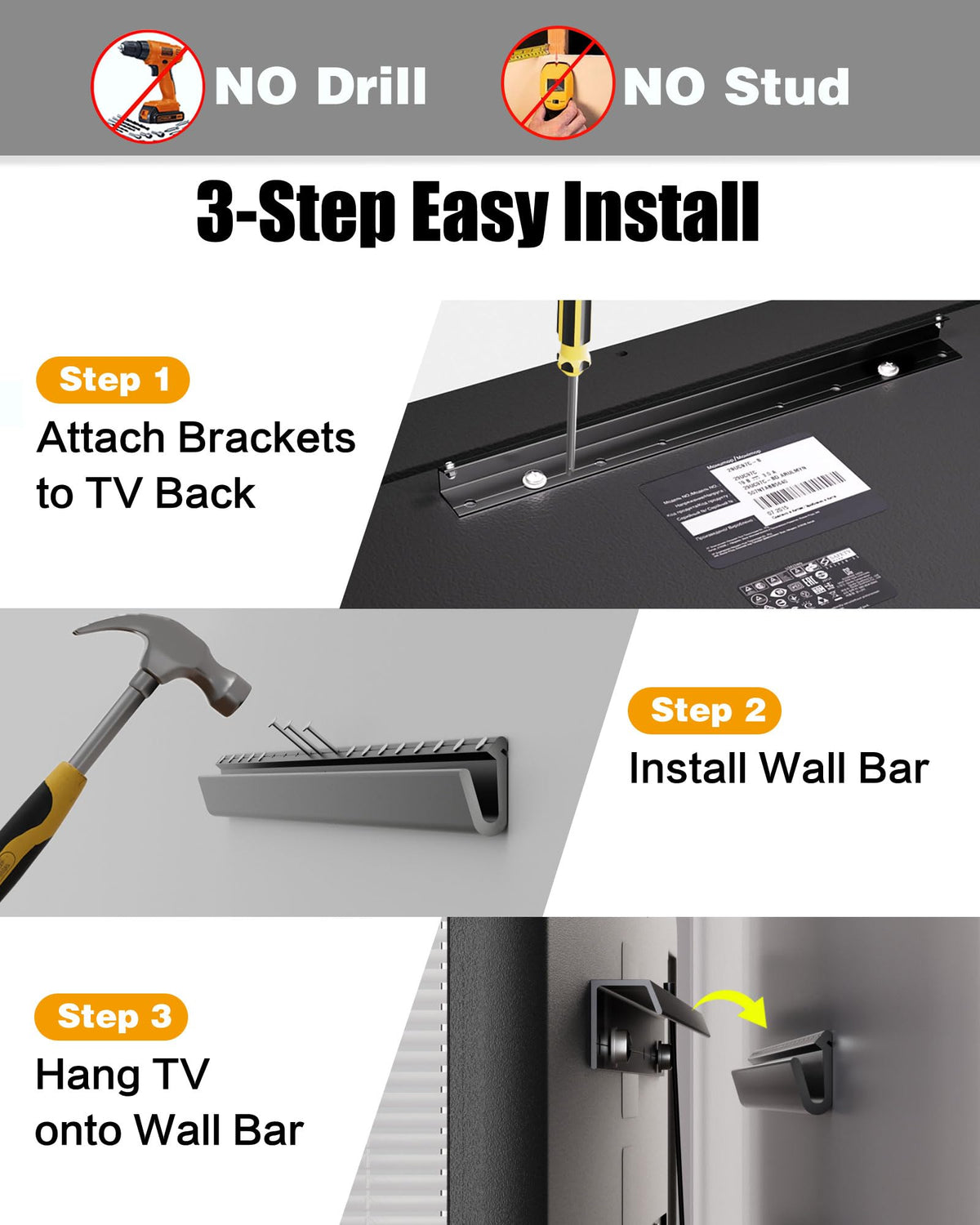 Studless TV Wall Mount for Most 32 75 Inch TVs Holds up to - HYPIGO Official Imagery - 5
