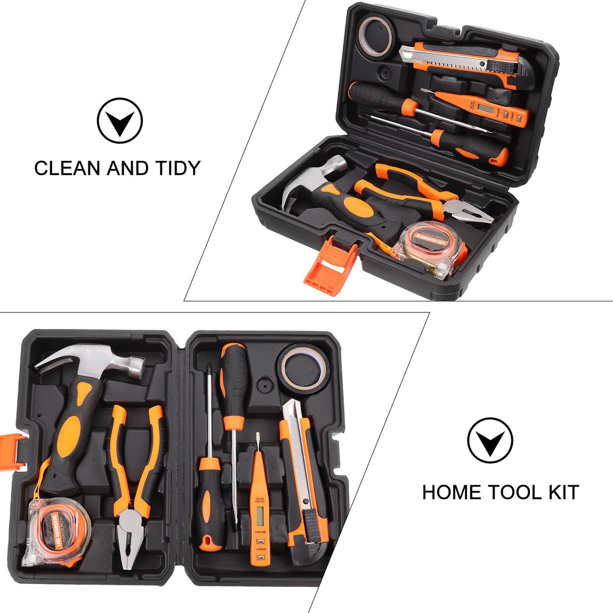 8pcs Home Repair Tool Set with Toolbox for DIY Household - FRCOLOR Official Imagery - 8