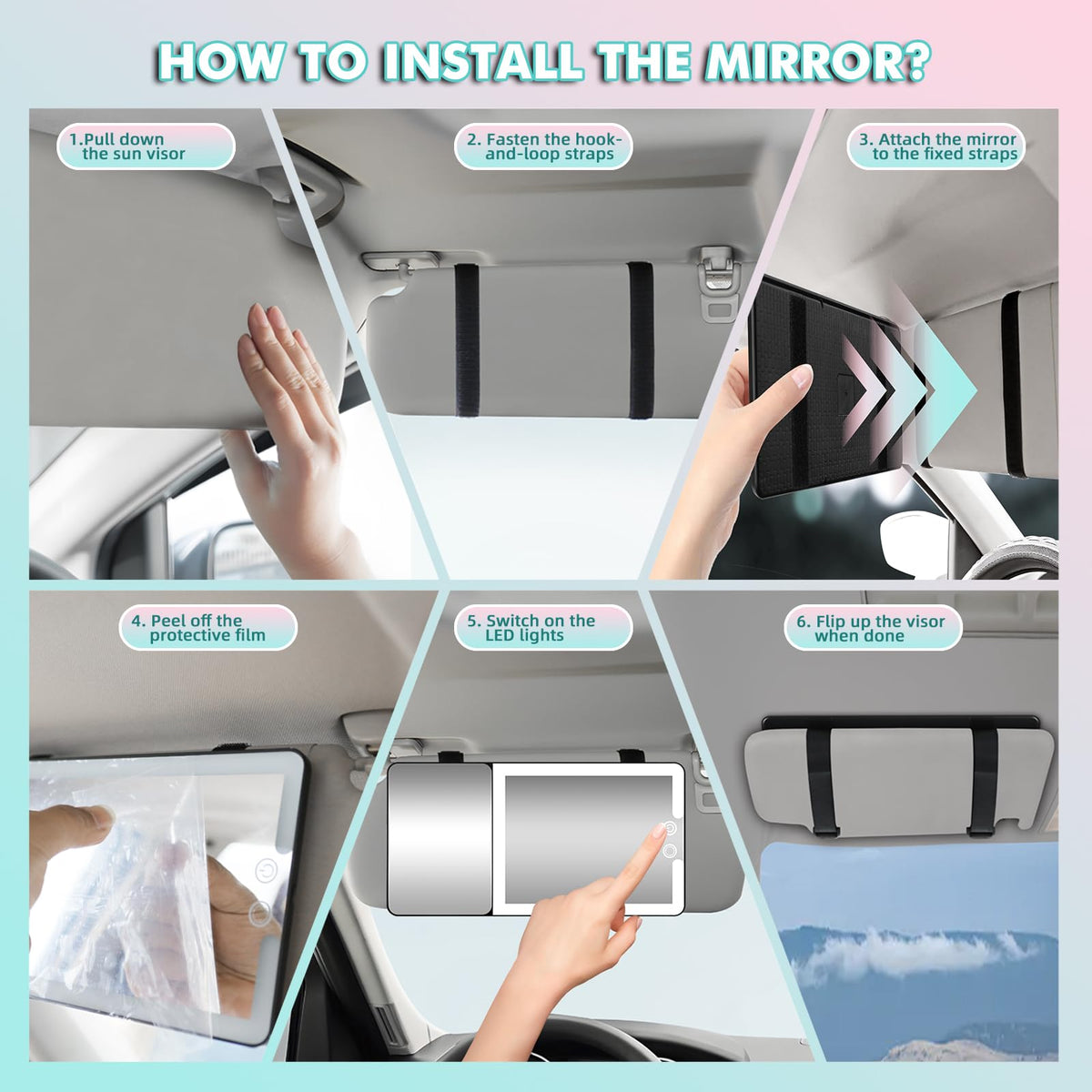 2pcs Car Sun Visor Vanity Mirror with Lights 20X - Suupvaor Official Imagery - 5