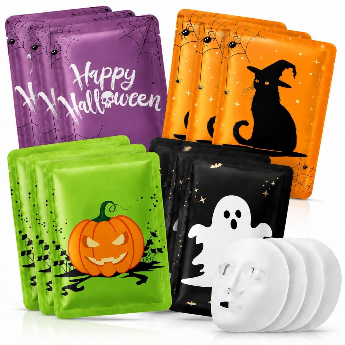 Batiyeer 12 Pcs Halloween Facial Mask Gift Spooky Basket - Batiyeer Official Imagery - 2
