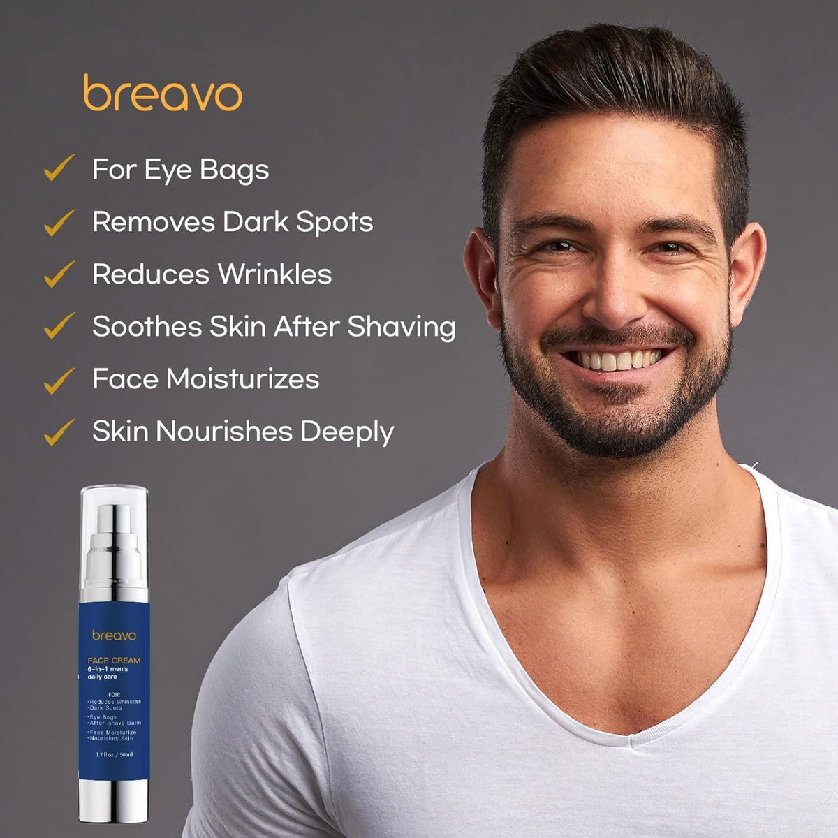 6 in 1 Face Cream for Men 6 in 1 Mens Face Moisturizer Mens - Breavo Official Imagery - 4