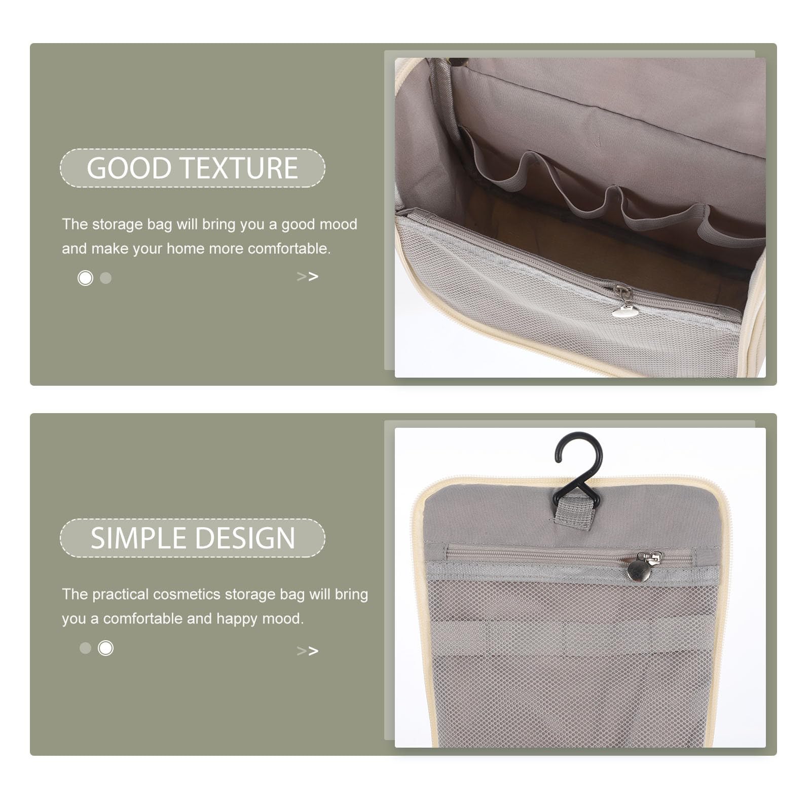 TOVINANNA waterproof travel toiletry bag in large capacity, with multiple compartments for cosmetics and personal care items.