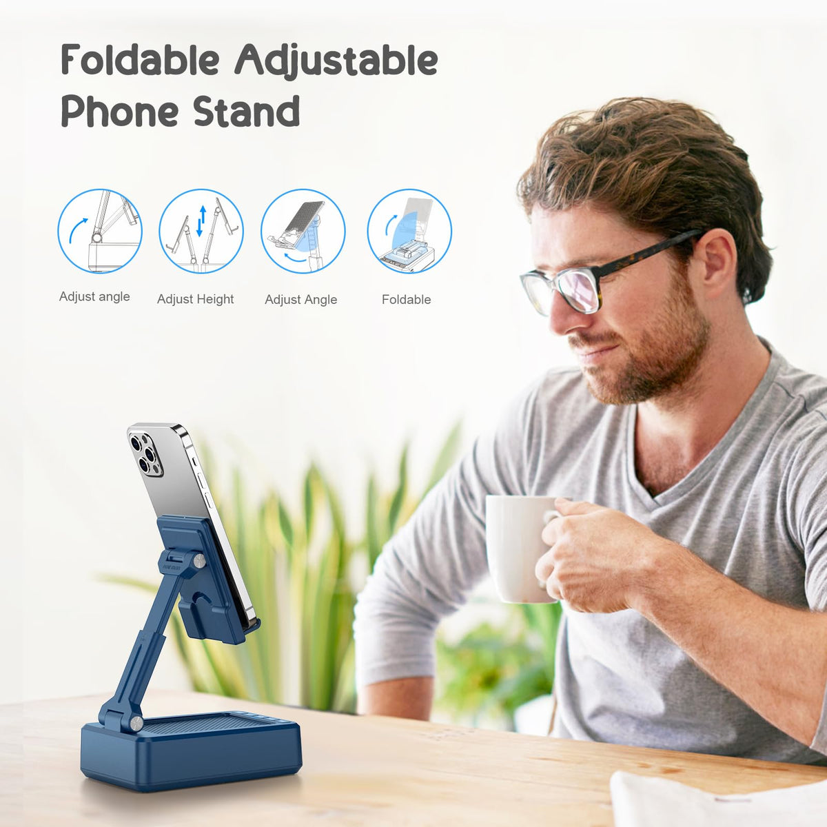 Gifts for Men Women Foldable Cellphone Stand with Bluetooth - TechGlow Official Imagery - 5