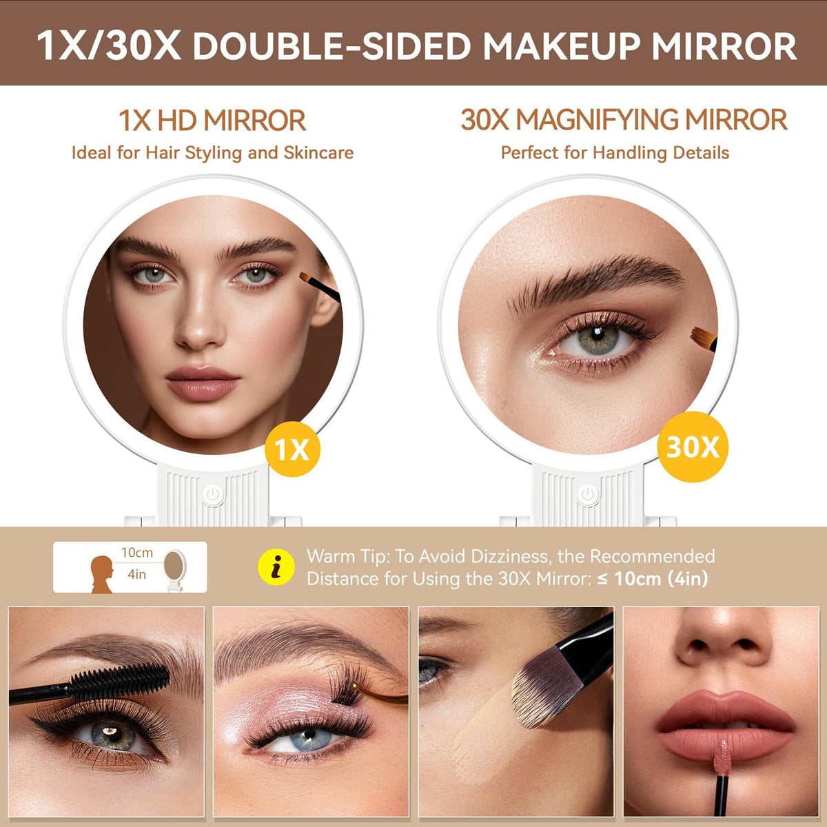Auxmir 30X 1X Makeup Magnifying Mirror with Light BM 2403 - Auxmir Official Imagery - 4