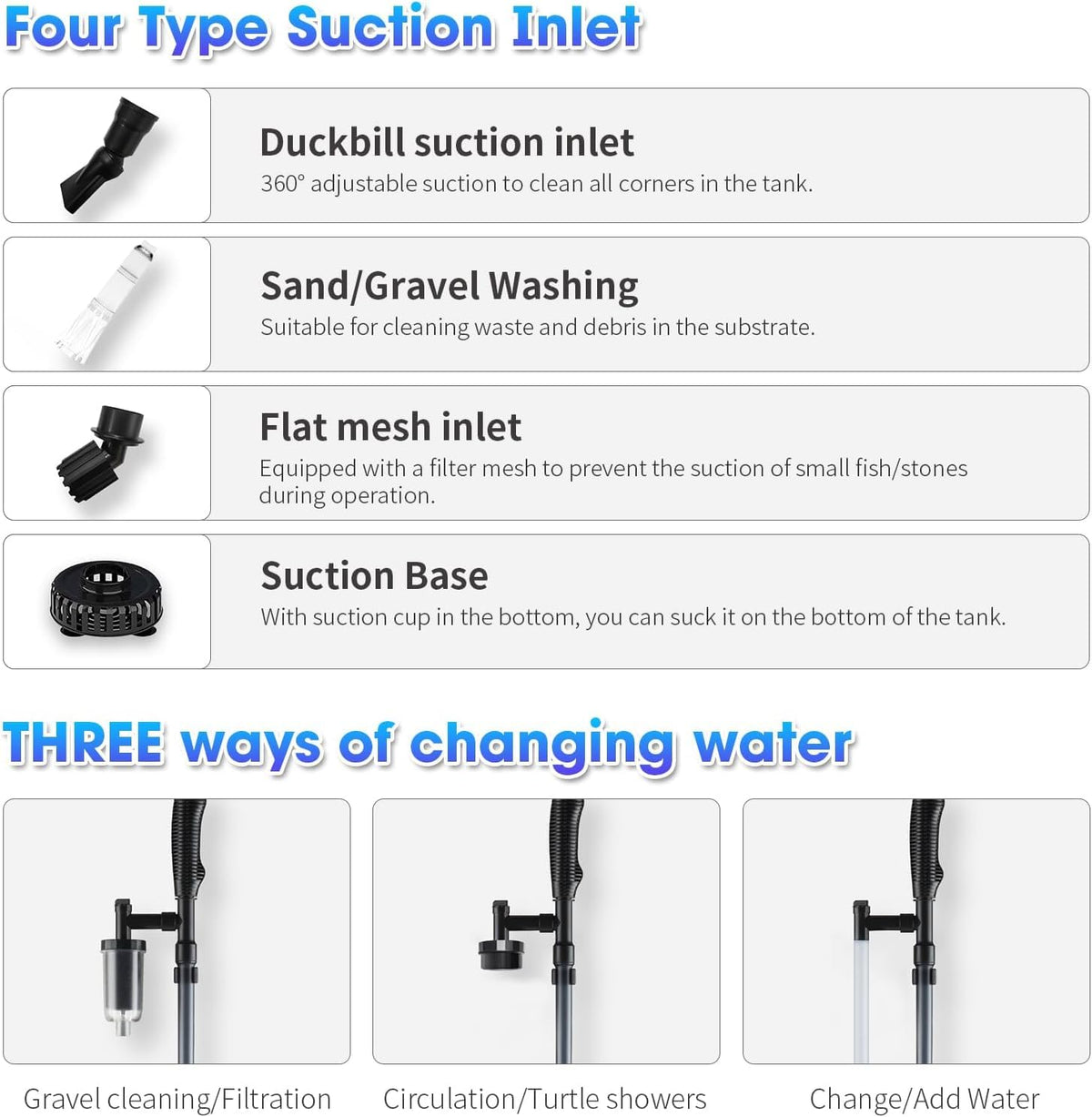 6 in 1 Electric Aquarium Gravel Cleaner 530GPH Fish Tank - FOUSIUTIM Official Imagery - 6