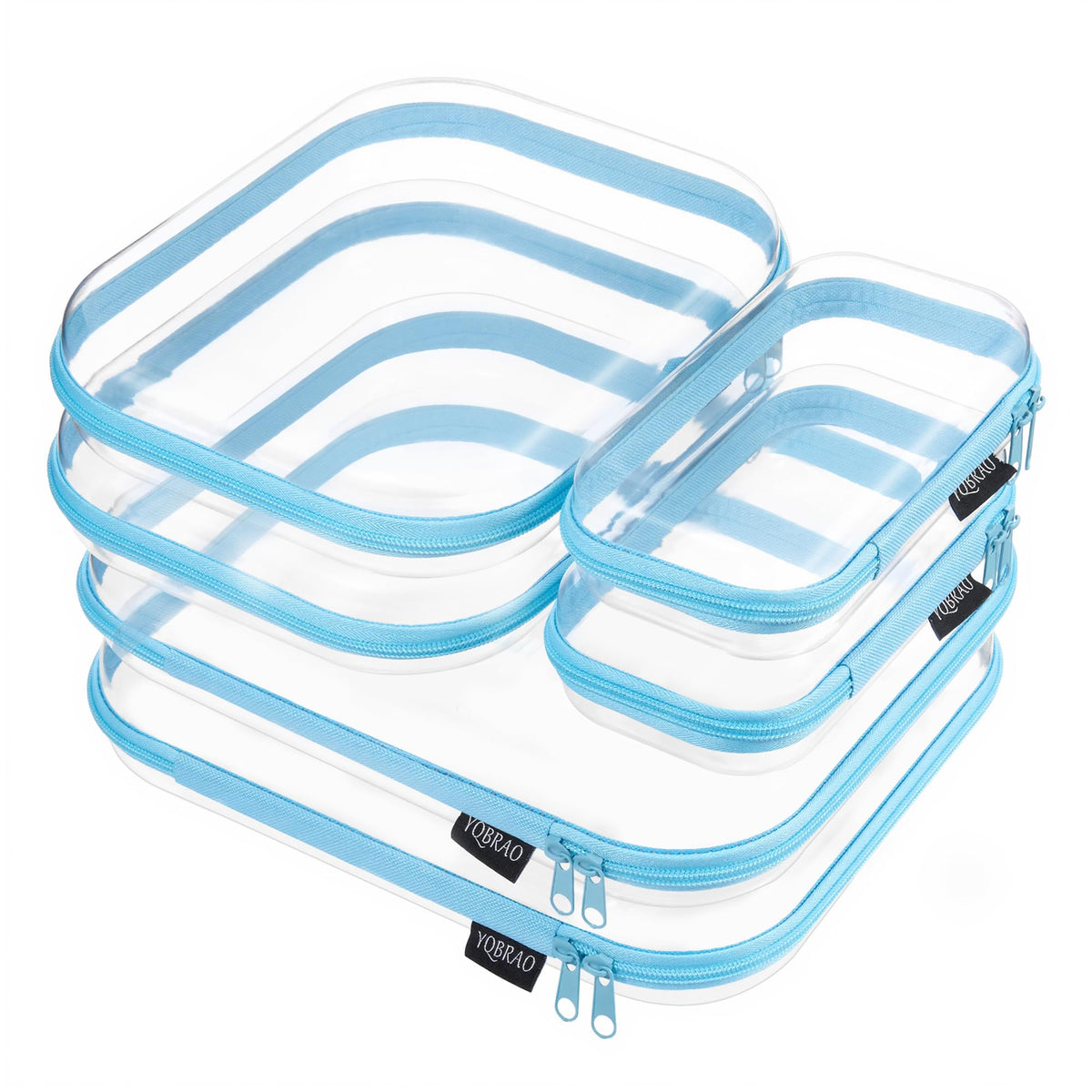 Clear Hard Shell Zipper Cases 6 Multi Size Organizers Blue - YQBRAO Official Imagery - 2