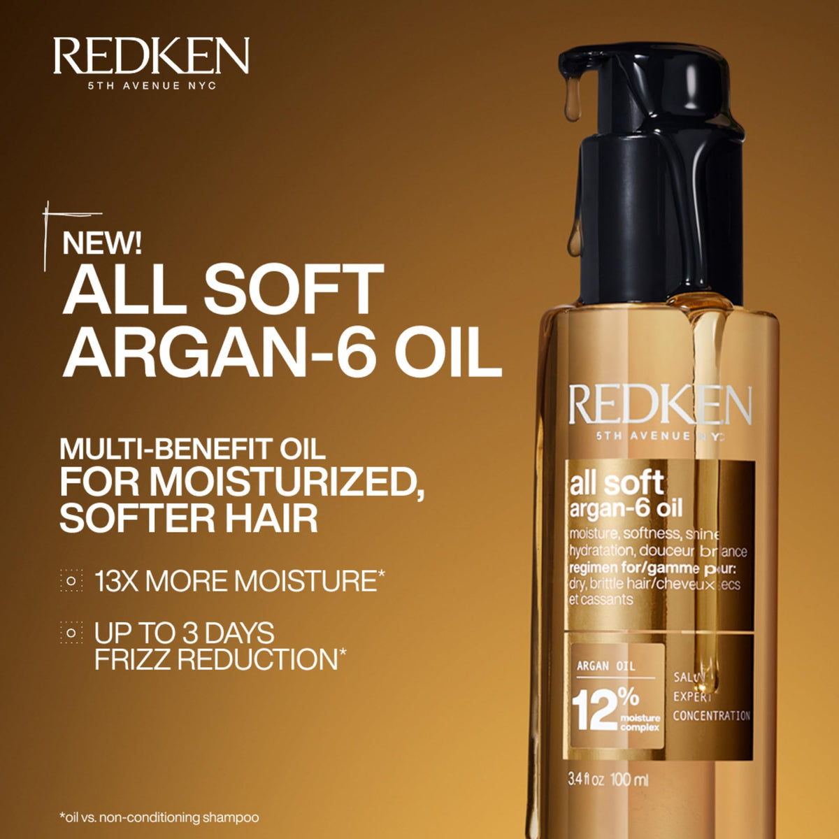 Redken All Soft Argan 6 Hair Oil For Softness Shine - Premium Selection Official Imagery - 5