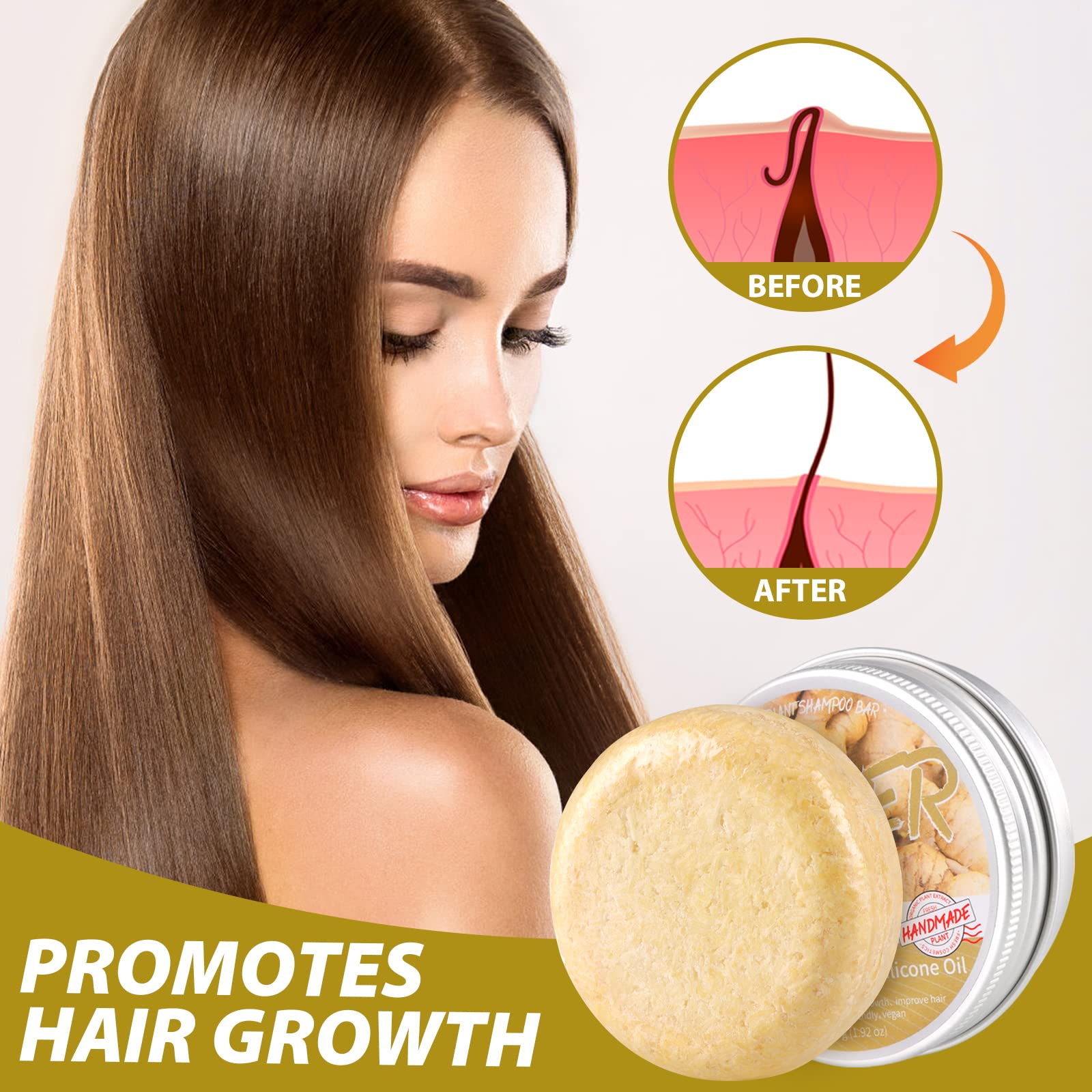 Starhig Ginger Hair Growth Shampoo Bars - Natural Organic Formula for Promoting - Starhig Official Product View 5