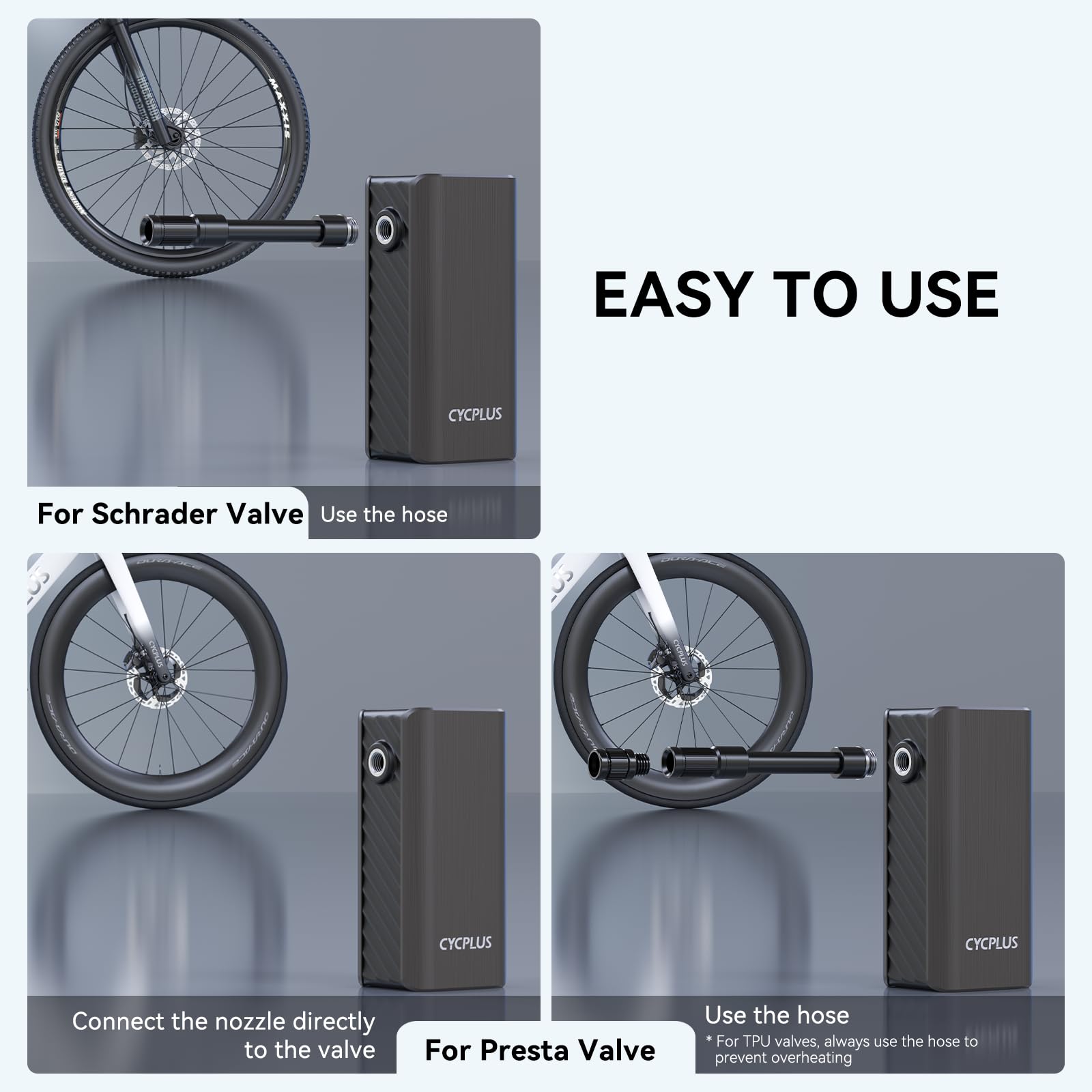 CYCPLUS Electric Bike Pump, A3Mini, 120 PSI, Brushless Motor, with Display