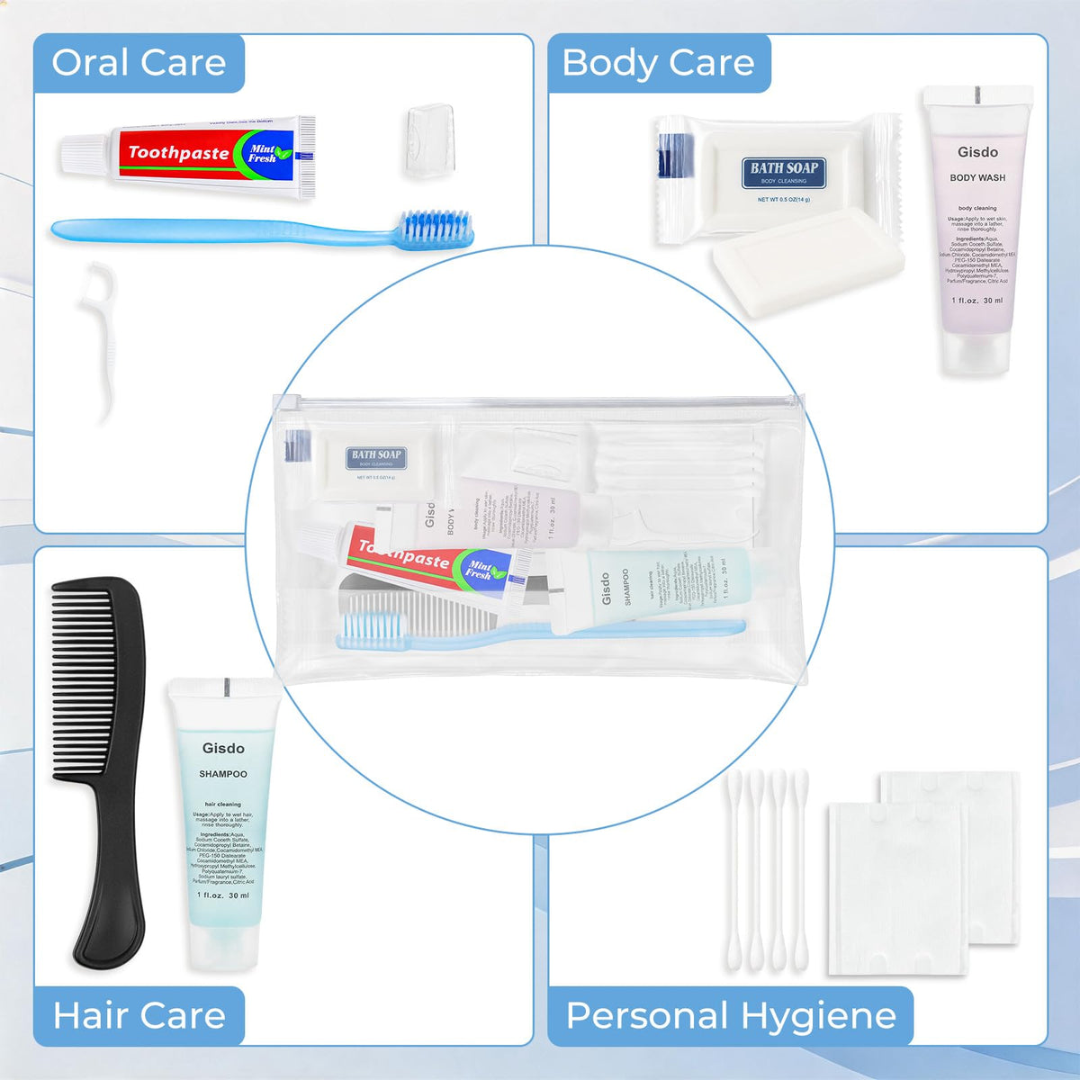 20 Sets Disposable Travel Toiletry Kit Bulk Personal Hygiene - Gisdo Official Imagery - 5
