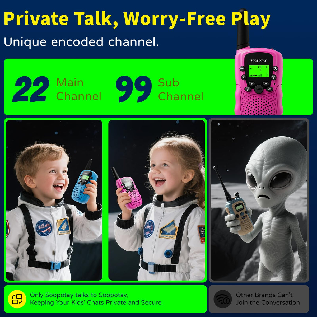 Rechargeable Walkie Talkies for Kids Games Gifts Toys for - Soopotay Official Imagery - 6