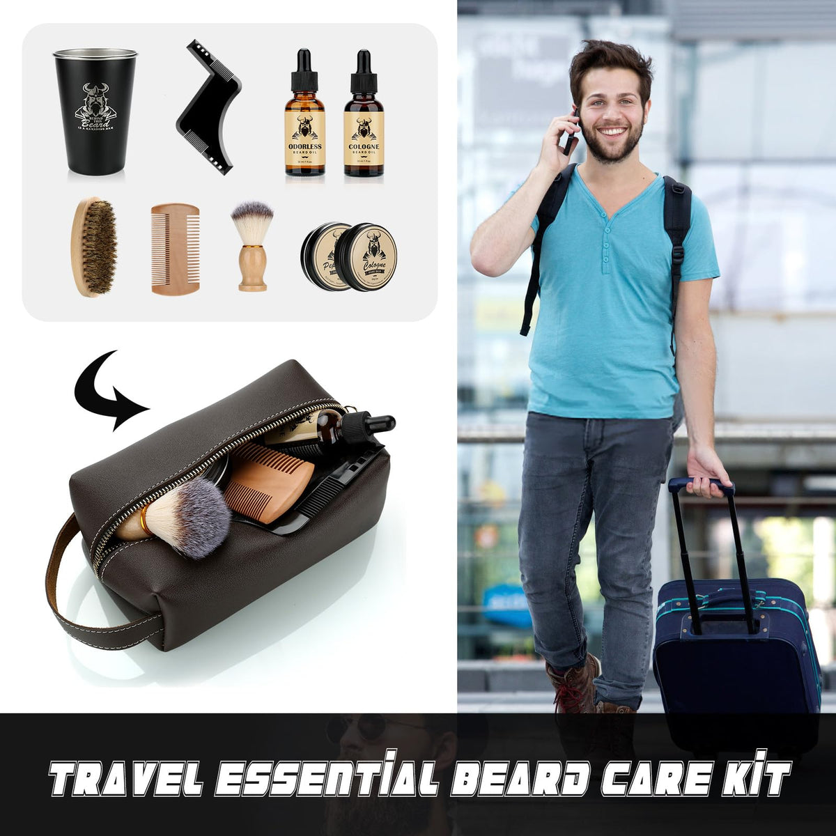 Beard Kit Gifts for Men 10 Pcs Cool Fathers Day Birthday - EXREIZST Official Imagery - 8