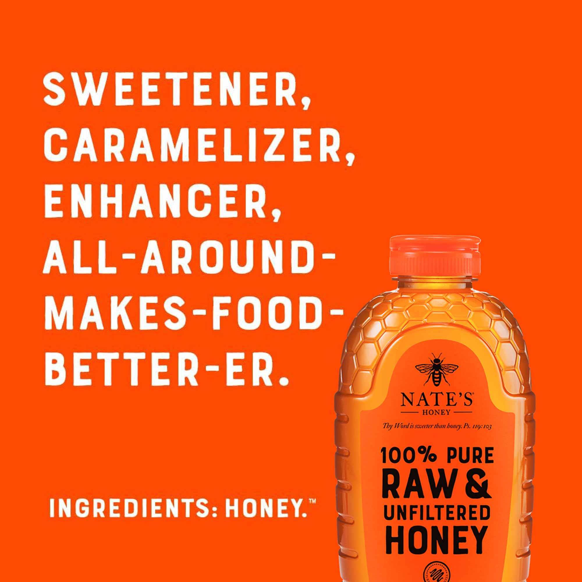 Nate's Honey Nate's 100% Pure, Raw & Unfiltered Honey - 32oz. Squ - Nate's Honey Official Product View 3