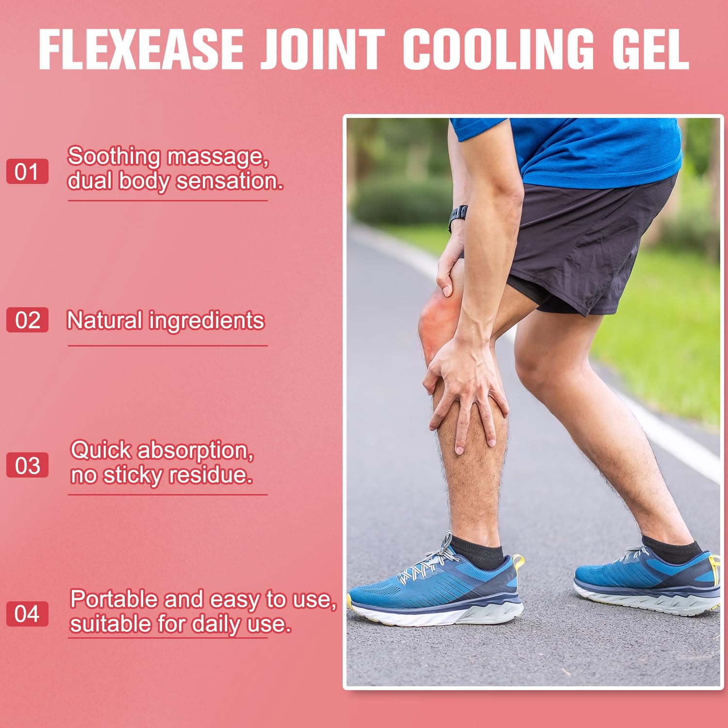 YIVANNUO Joint & Muscle Soothing Gel applied to skin, showing a smooth, moisturizing gel for fast relief of joint and muscle discomfort.