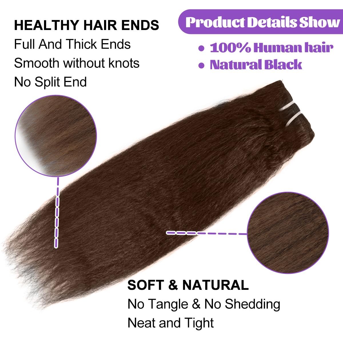 Aqifai Kinky Straight Clip-In Hair Extensions – Human Hair, 16"!!