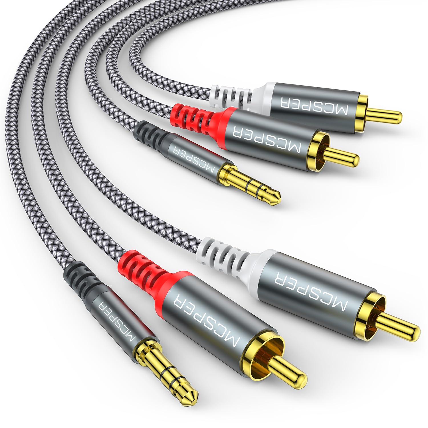MCSPER RCA to 3.5mm AUX Cable,   3.5 mm 1/8 to RCA 2-Male Headpho by MCSPER - Angle View 7