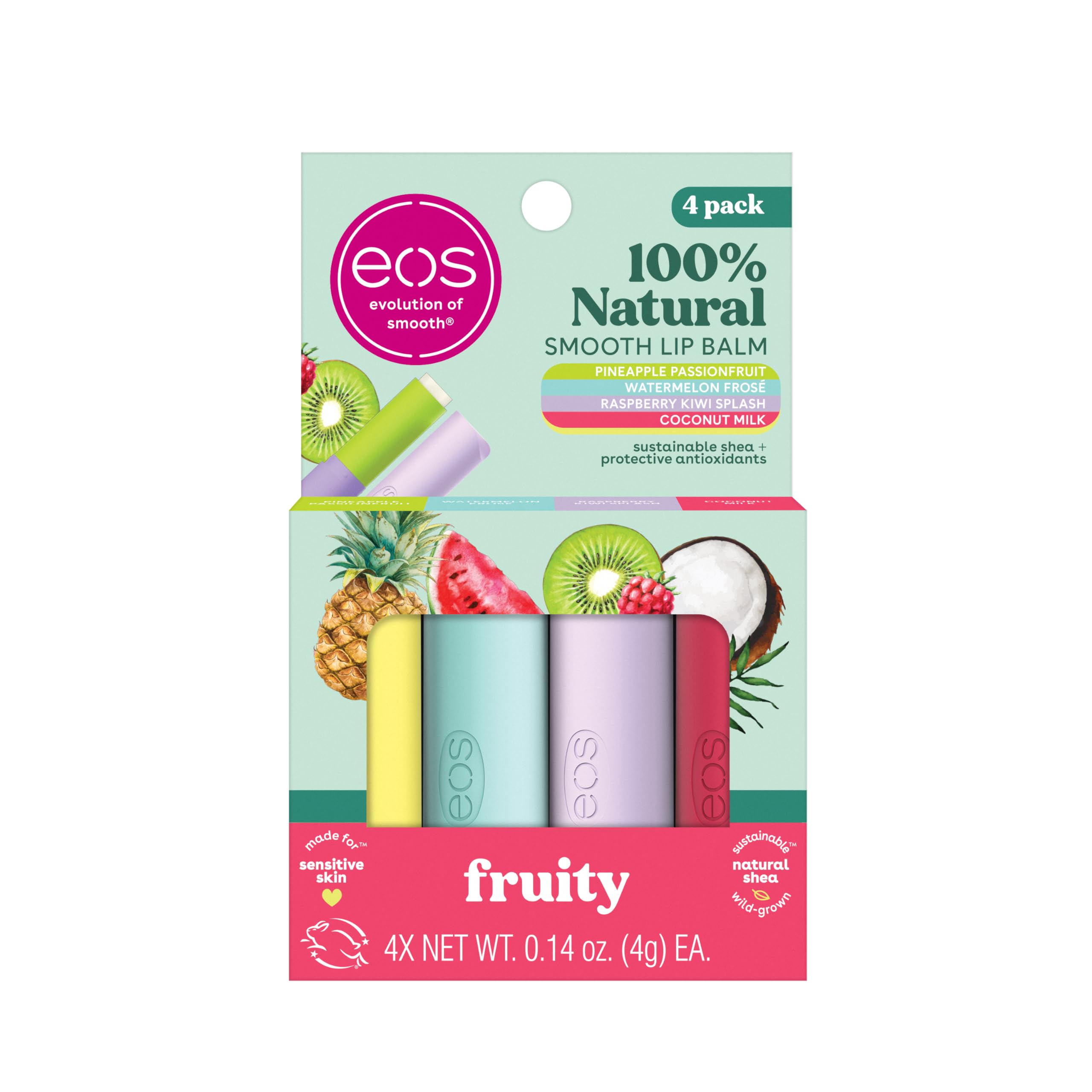 eos 100% Natural Lip Balms- Coconut Milk, Pineapple - Product Imagery