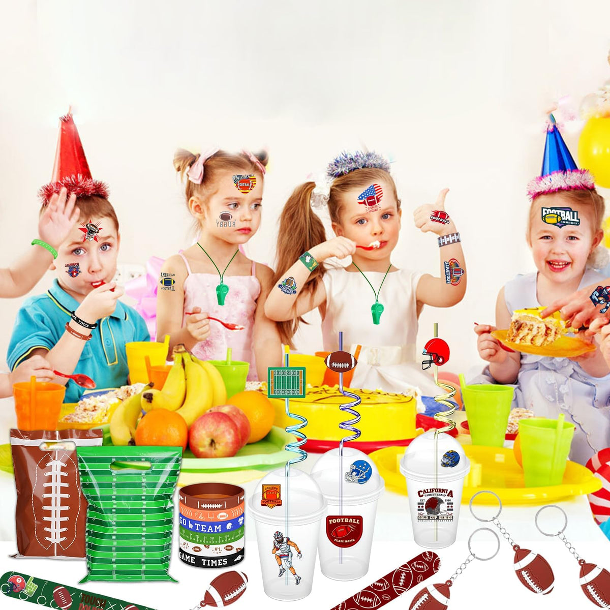 134 Pcs Football Party Favors Set 12 Silicone Bracelet 12 - Bluegogo Official Imagery - 3