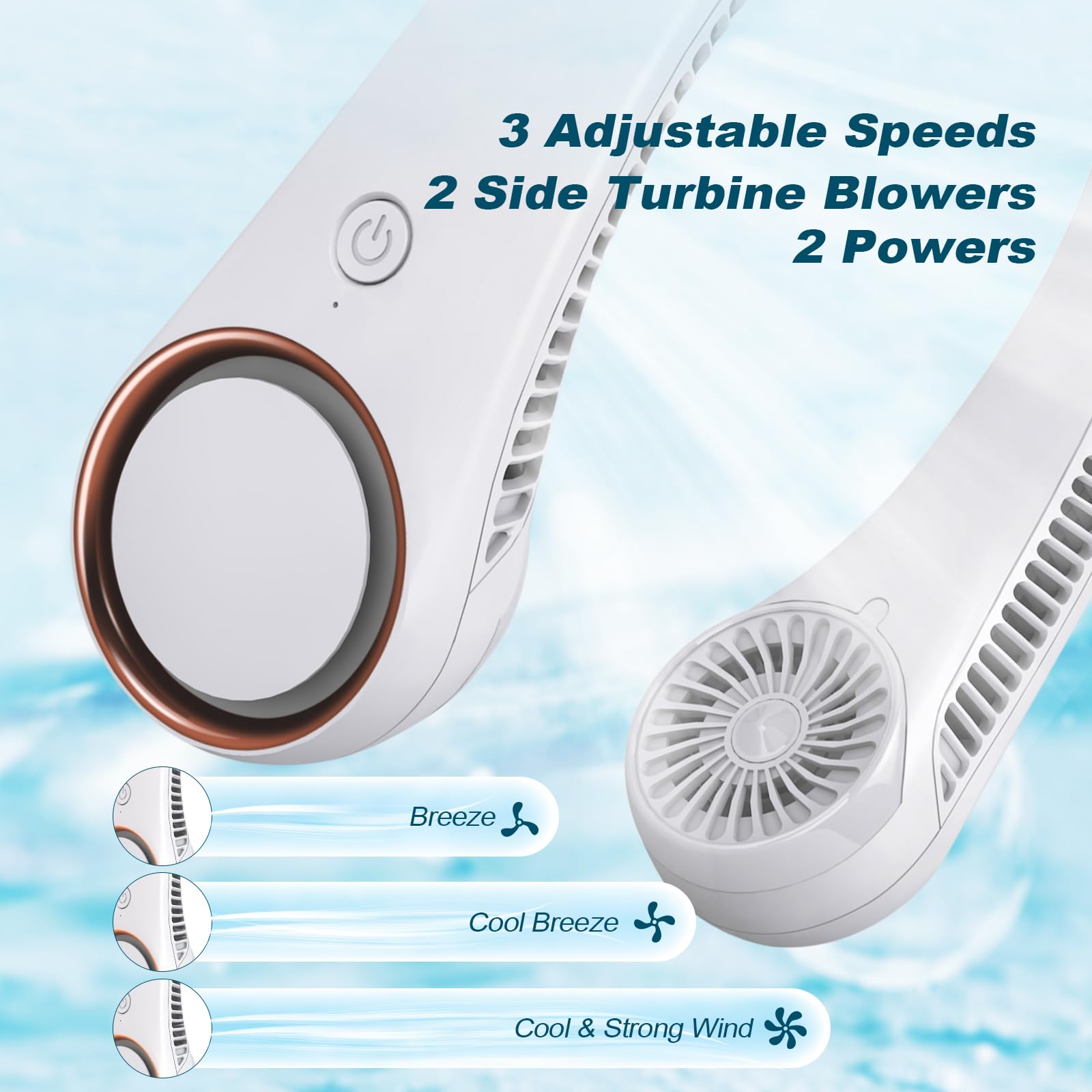 CIVPOWER Neck Fan: Portable Personal Neck Cooling Rechargeable Bladele - View 4