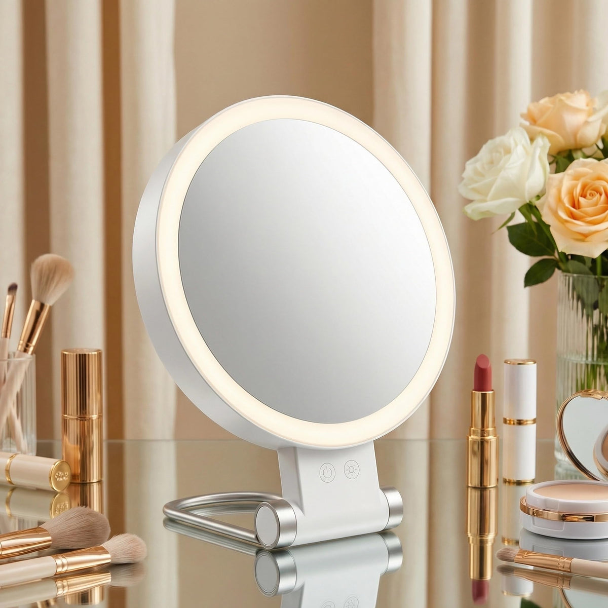 Travel Makeup Mirror with Lights 1 30X Magnifying - SANYCASA Official Imagery - 3