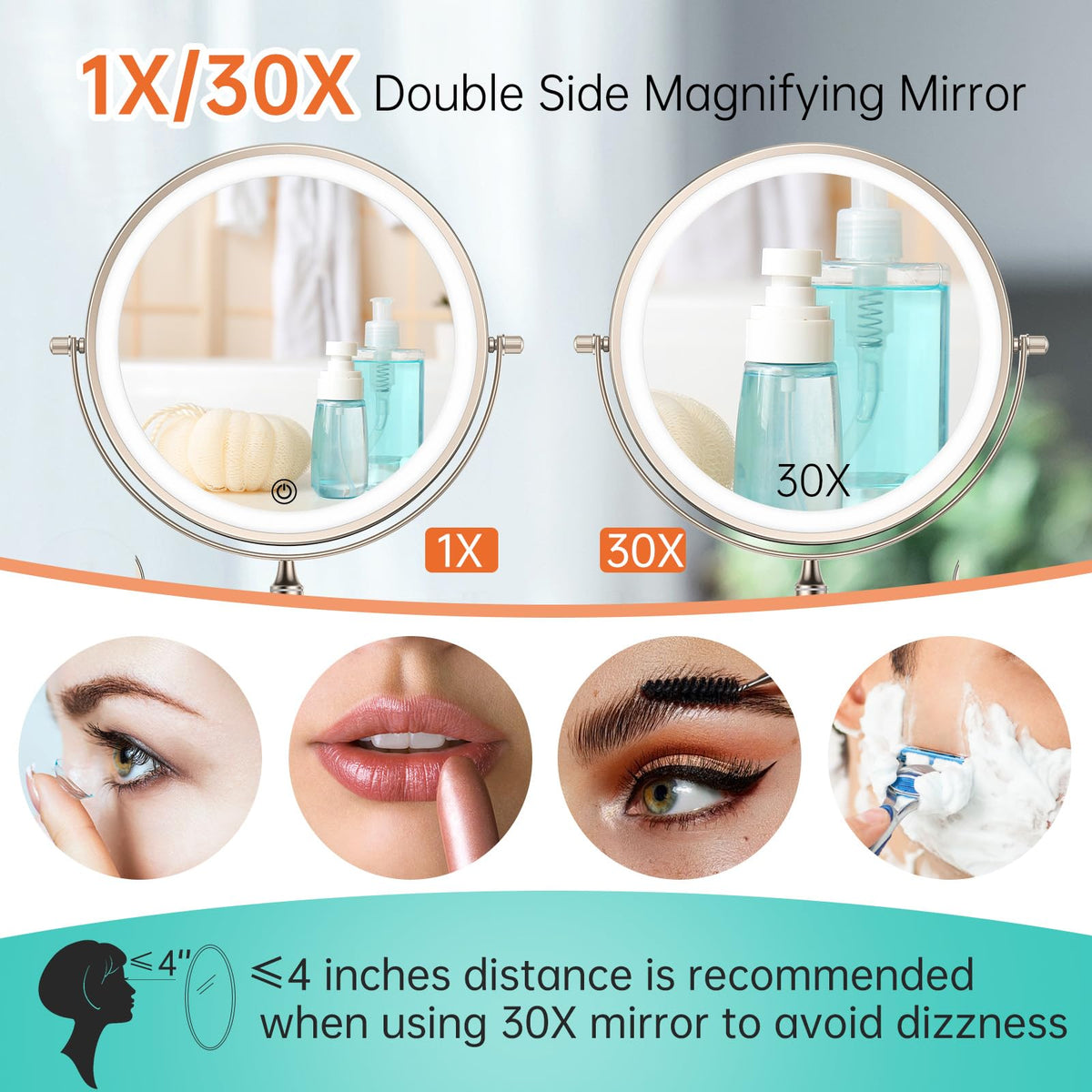 5000mAh Rechargeable Wall Mounted Lighted Makeup Vanity - FUNTOUCH Official Imagery - 6