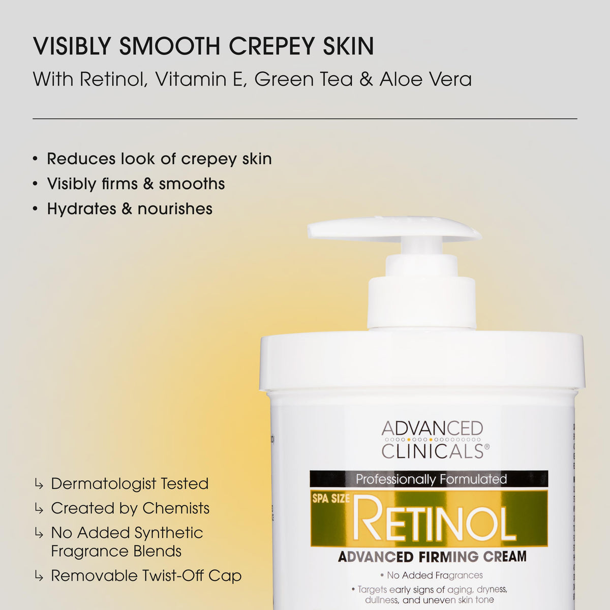 Advanced Clinicals Retinol Cream Collagen Peptides Body - Advanced Clinicals Official Imagery - 3