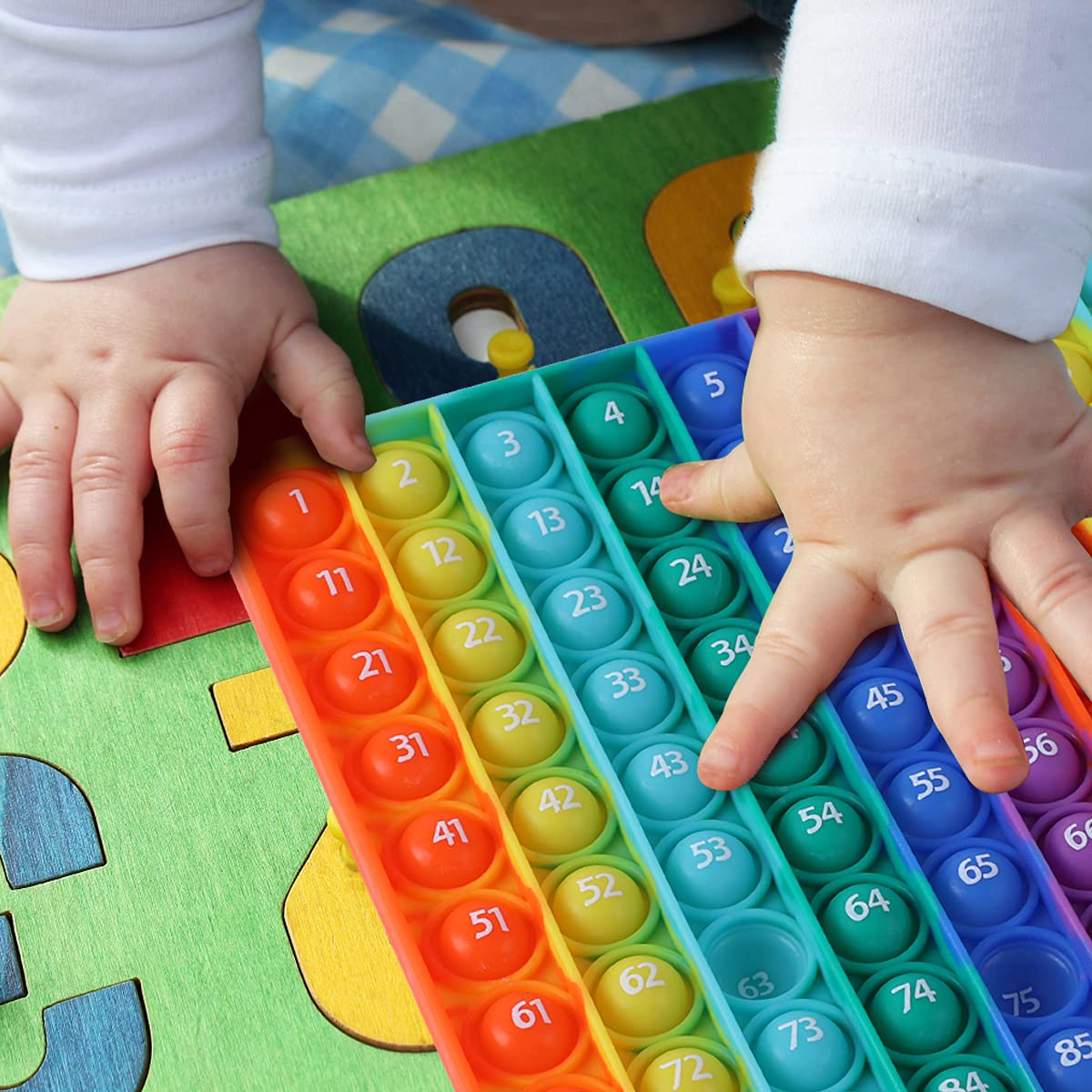 AK-SHIP 7.8in Big Size P0pp Math Toys , Rainbow Square Fidget Tto - AK-SHIP Official Product View 6