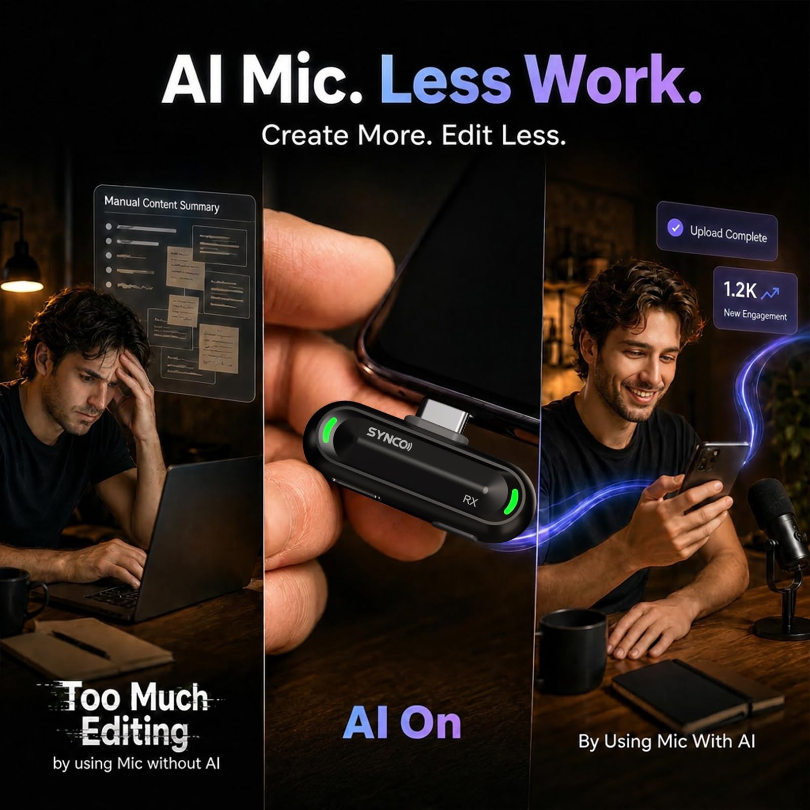 SYNCO AI Mini Wireless Lavalier Microphone for Android USB-C Crea - SYNCO Official Product View 6