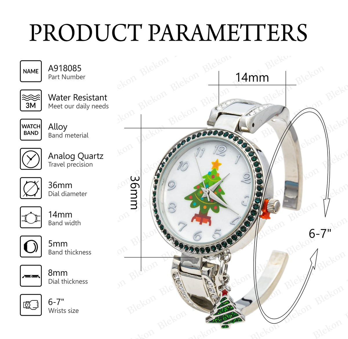 Collections Women s 34mm Case Rhinestone Dial Metal Cuff - Blekon Official Imagery - 3