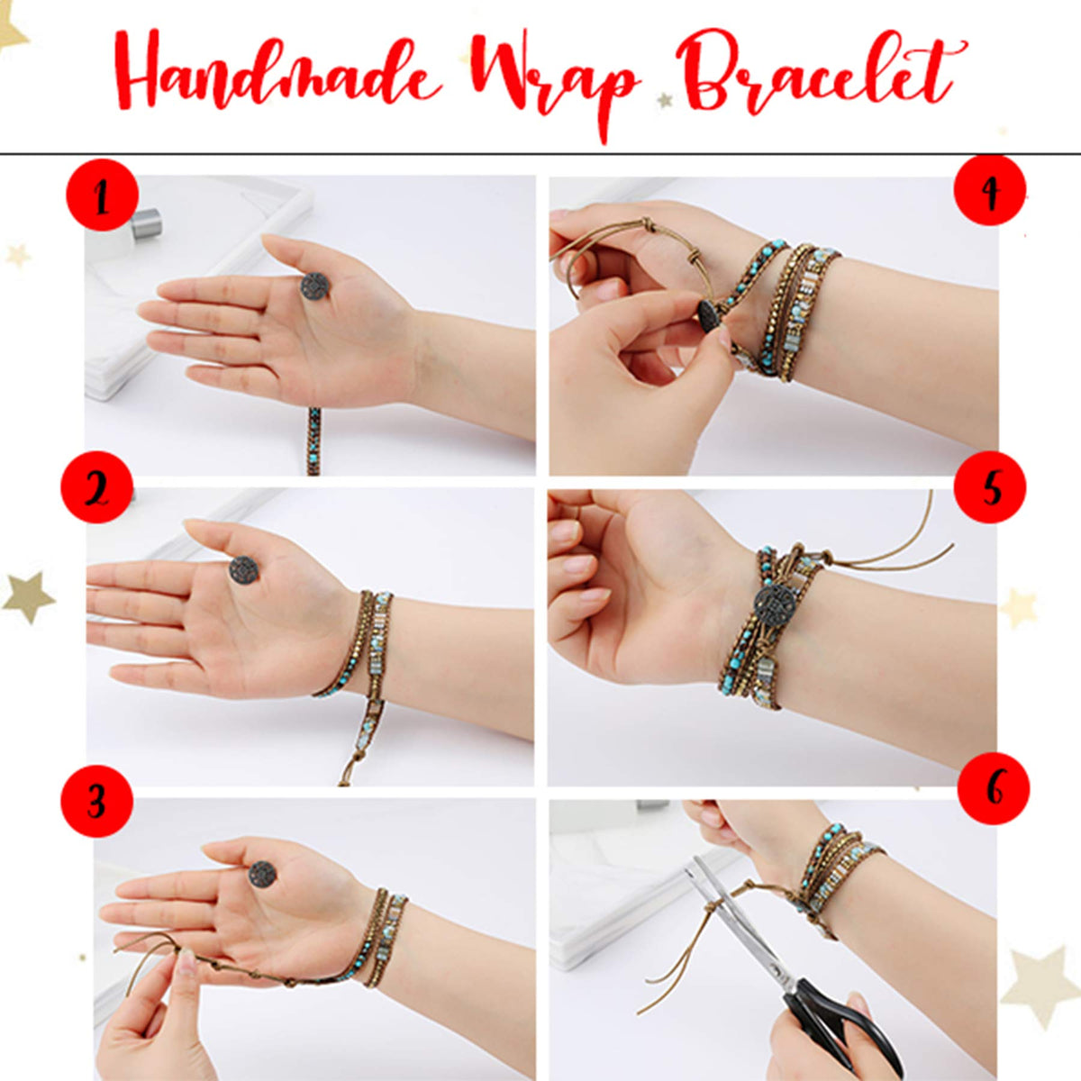 Wrap Bracelets for Women Natural Stone Boho Leather Jewelry - Plumiss Official Imagery - 6