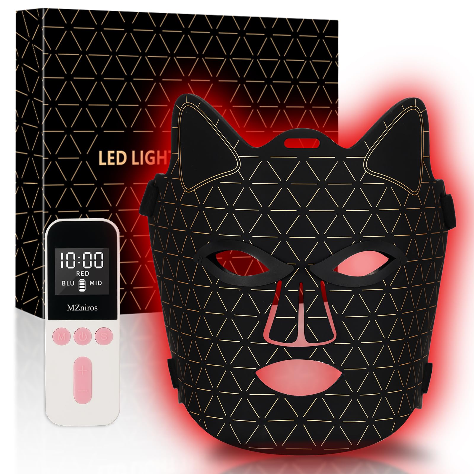 Red Light Therapy Mask for Face with 2600mAh Rechargeable Remote - Product Imagery