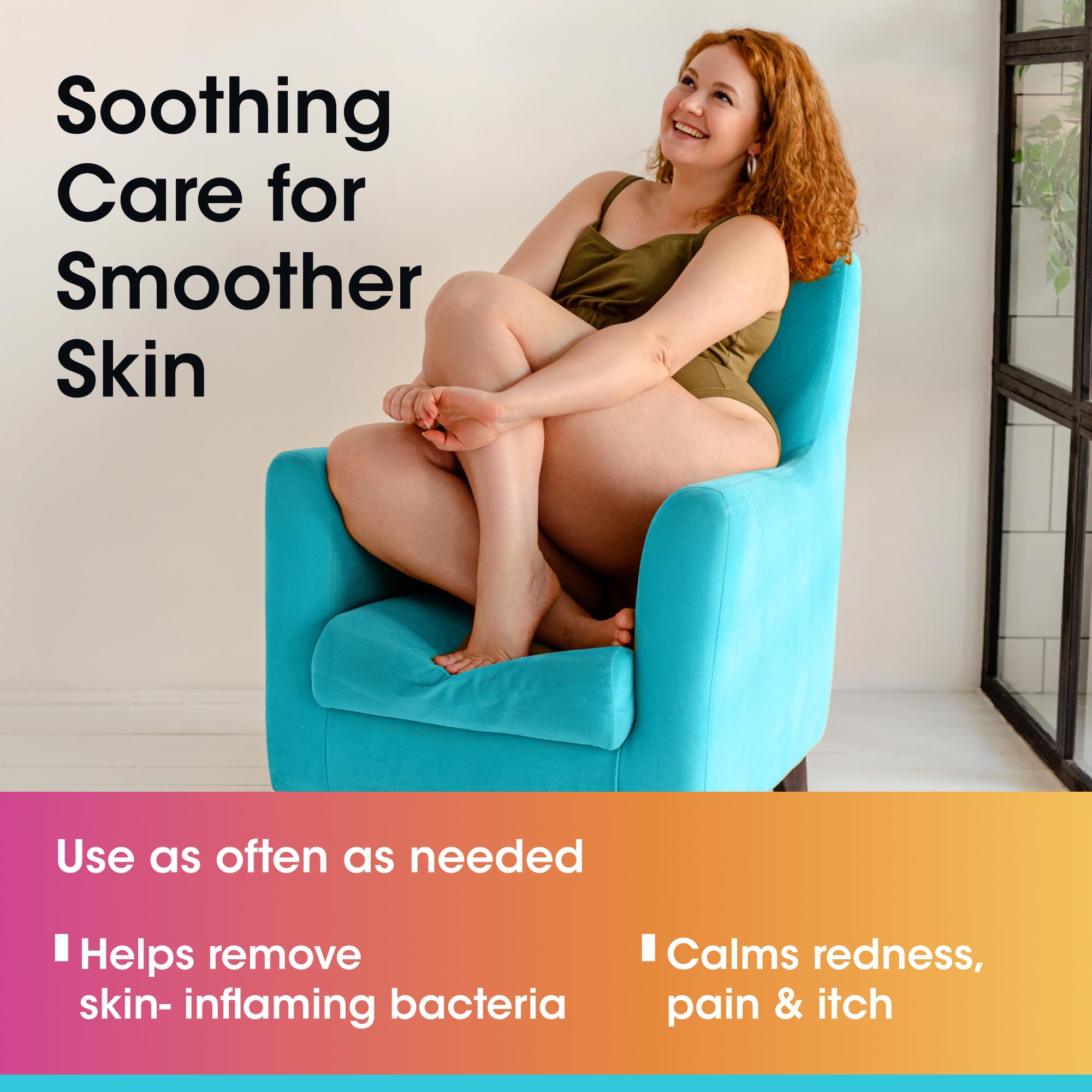 vH essentials Bikini Skin Soothing Gel with HOCl, 3 oz, in a clear tube, designed for skin moisturization and irritation relief.