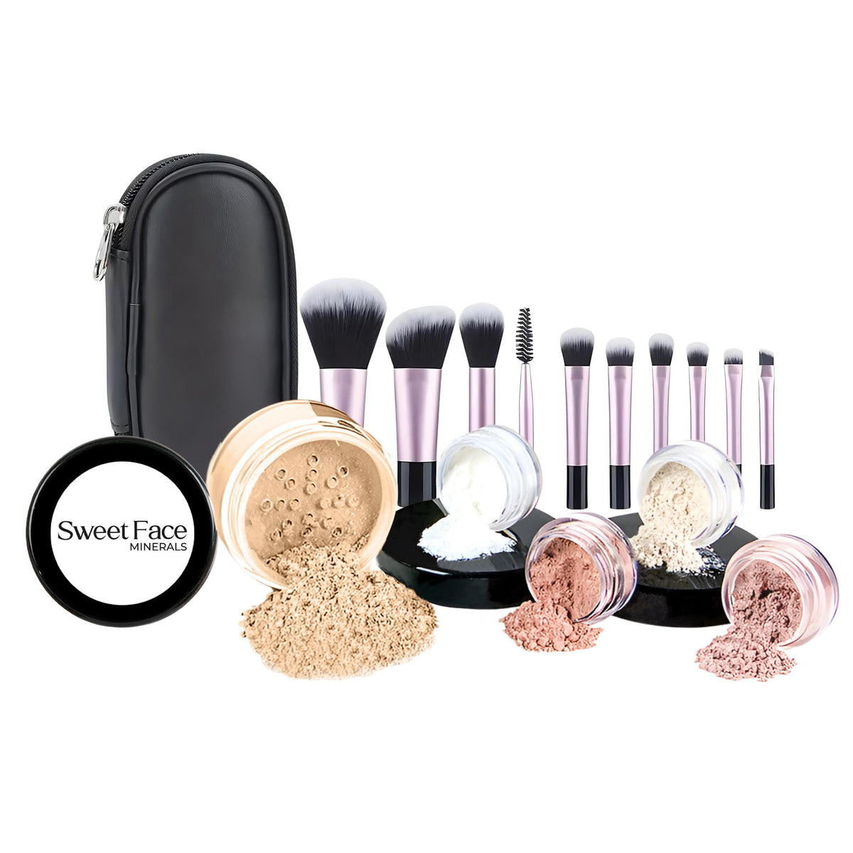 16pc Beginner Mineral Makeup STARTER KIT with 10 BRUSH SET - Sweet Face Minerals Official Imagery - 8