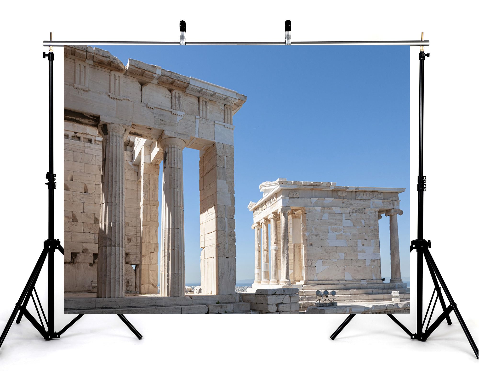 5x3ft Ancient Greek Ruins Backdrop Marble Temple Columns and Parthenon Architecture Under A Clear Sky Photography Background Tapestry for History Party Home Wall Decorations Banner