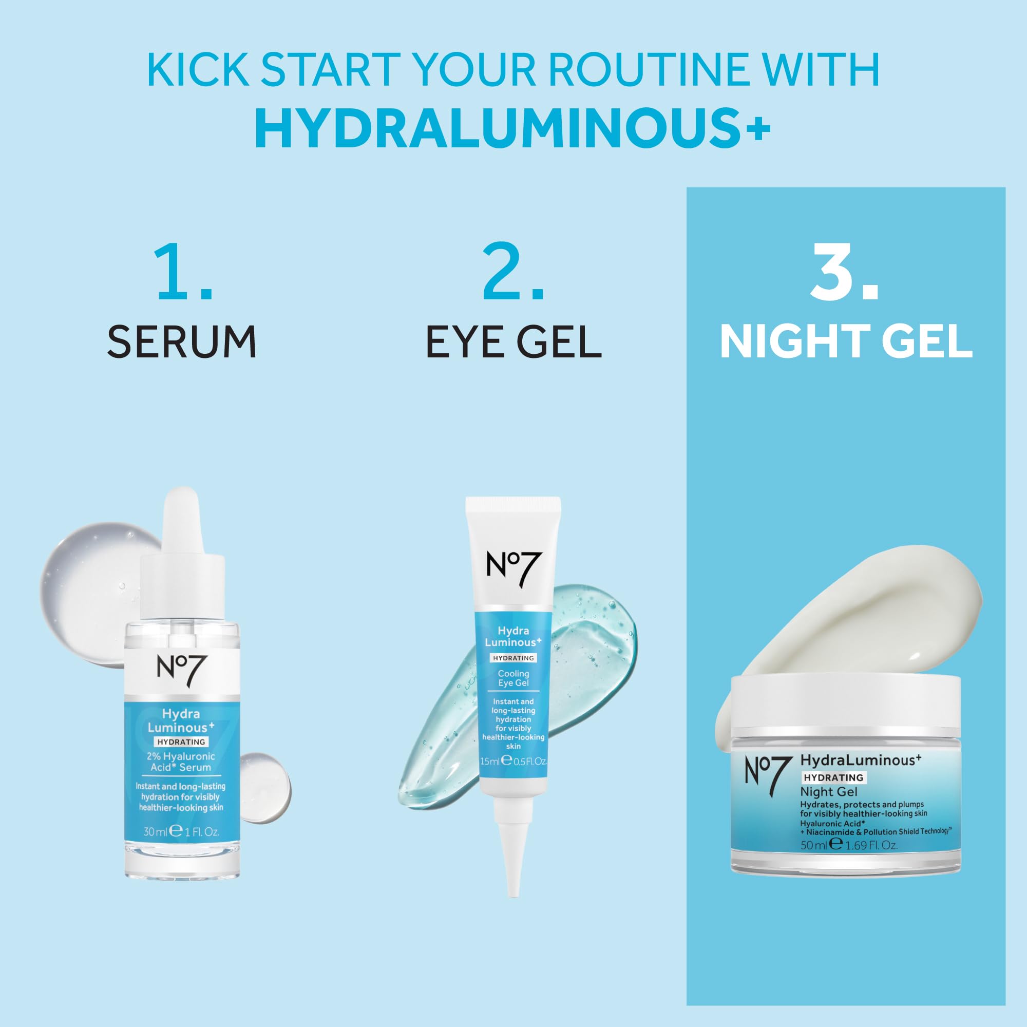 No7 HydraLuminous+ Hydrating Night Gel Moisturizer, 1.69 Fl Oz - No7 Official Product View 5