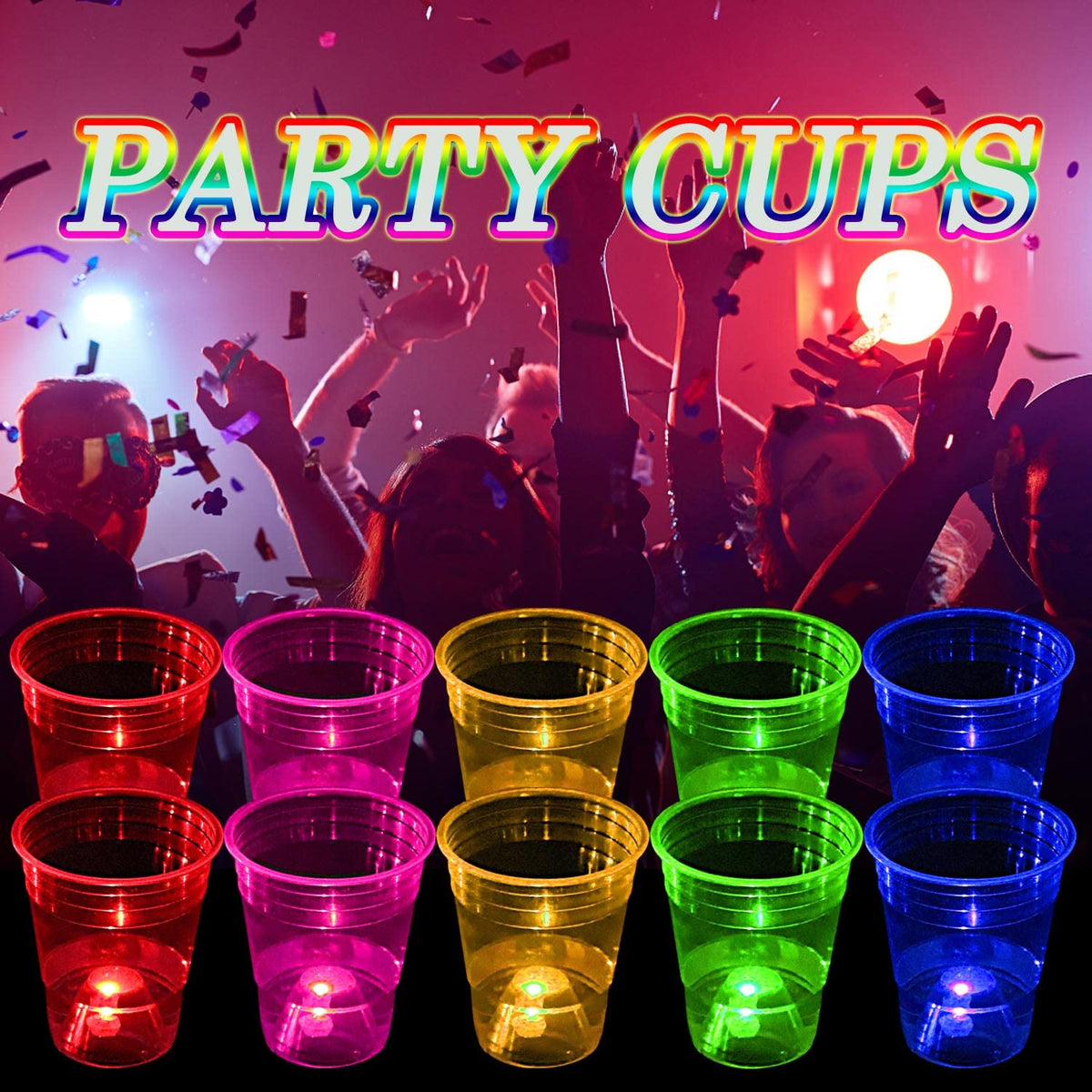 40 Pcs Glowing Party Cups 16oz for Indoor Outdoor Light Up - LLKMDSS Official Imagery - 5