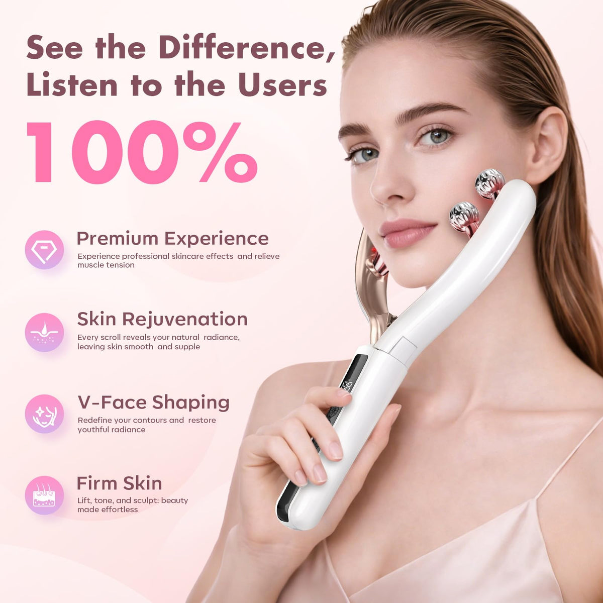 Face and Tmj Massager with 8 Roller Vibration Beauty Device - BOWENDA Official Imagery - 7