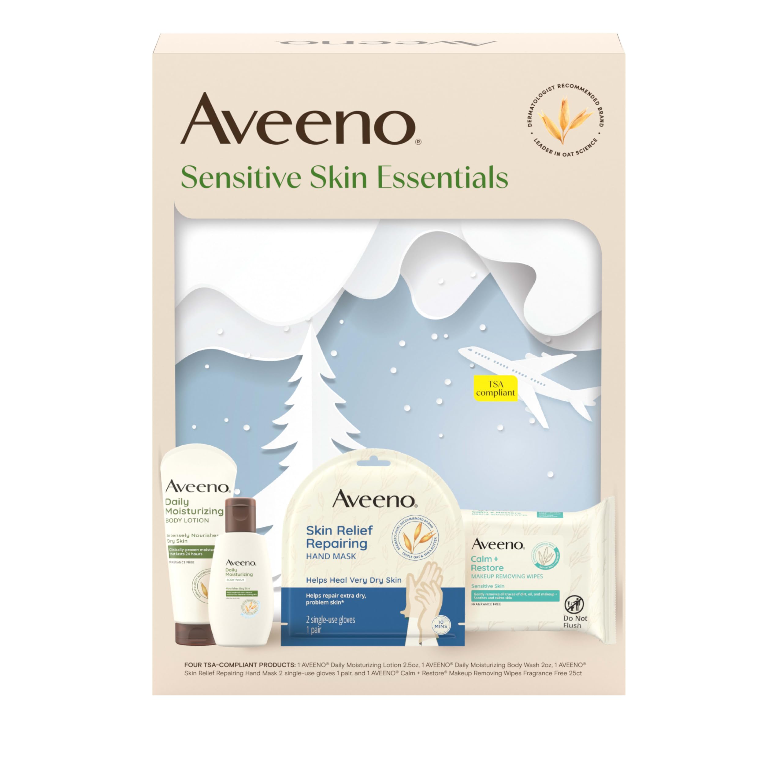 Aveeno Sensitive Skin Essentials Gift Set, 4 Items - Product Imagery