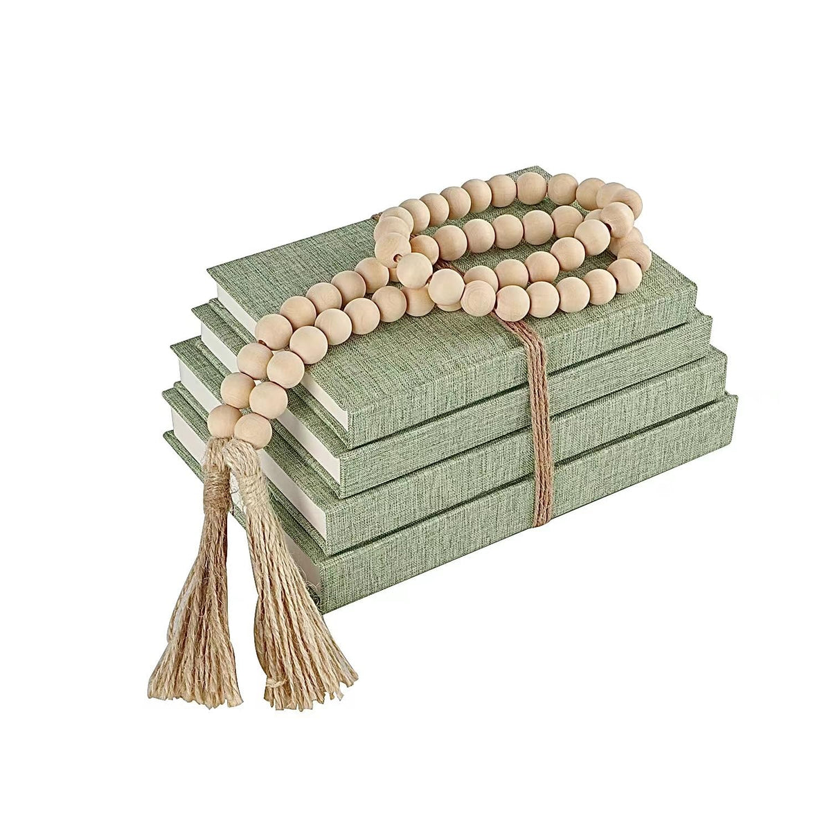 Linen Decorative Books for Home with Wood Beaded Tassel 4 - ADUN Stationery Official Imagery - 1
