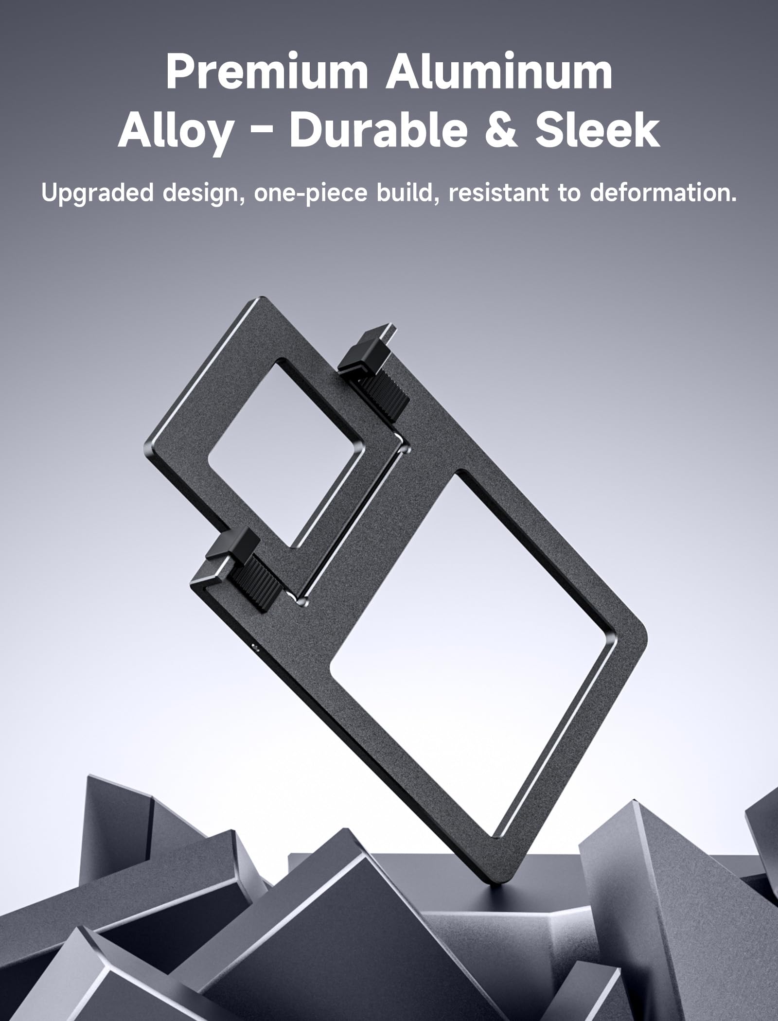 JSAUX portable monitor stand supporting 13.5", 15.6", and 16" flat screen displays with adjustable mounting options.
