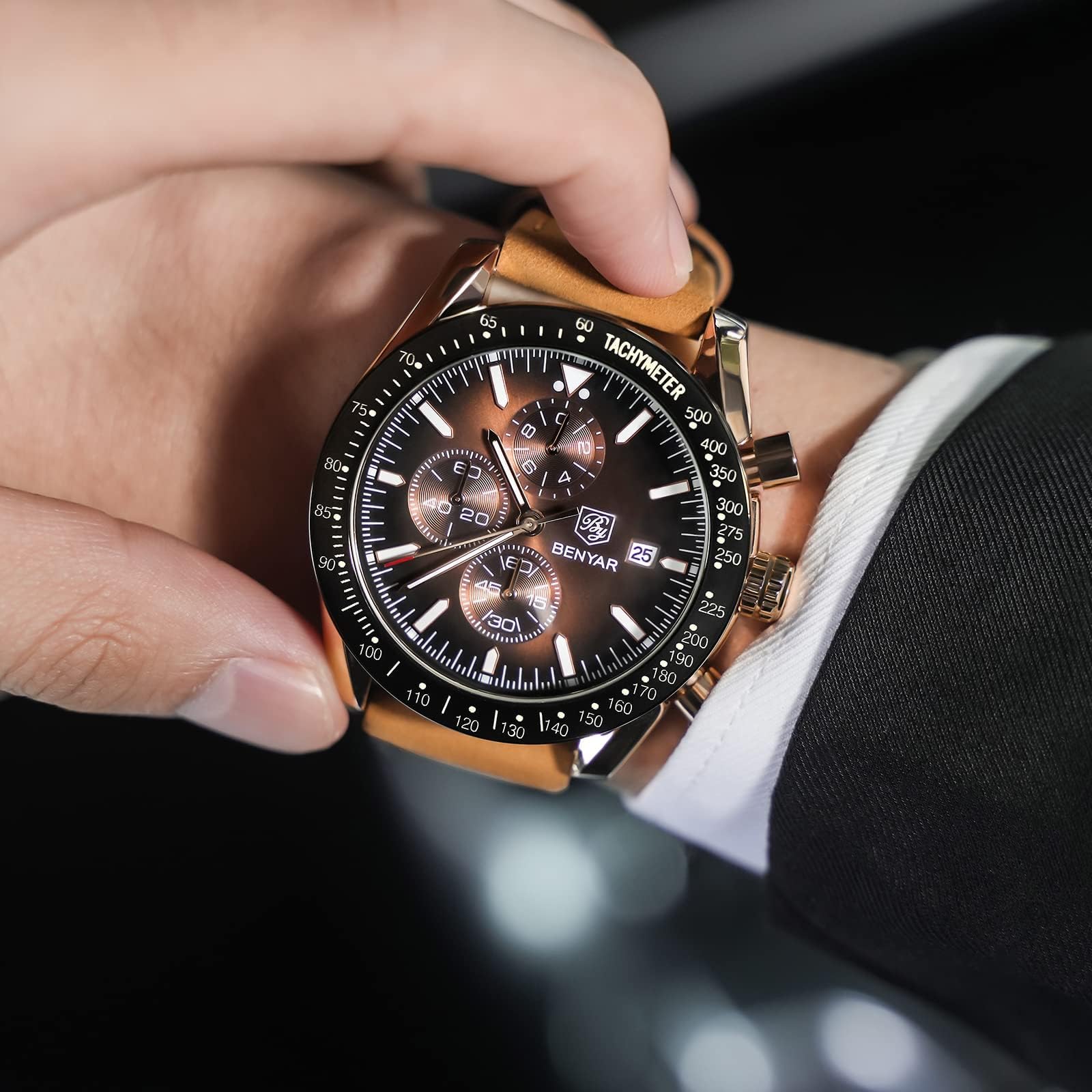 BENYAR Watch for Men Analog Quartz Chronograph Waterproof Luminous Des - View 3