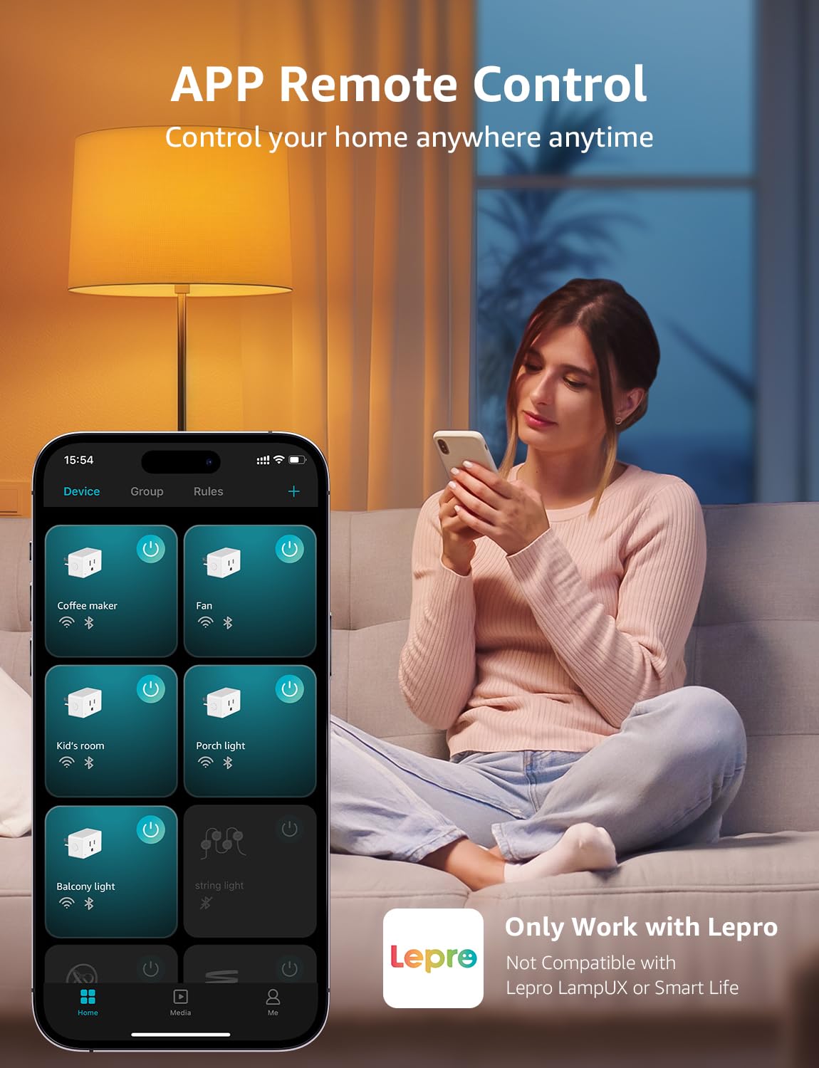 Lepro P1 Smart Plug Mini 15A Smart WiFi Bluetooth Outlets - Lepro Official Imagery - 5
