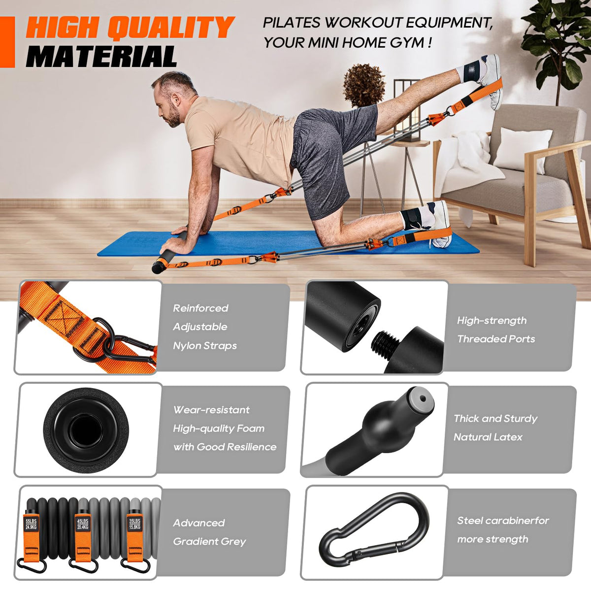 Heavy Duty Pilates Bar Kit with Resistance Bands Strength - KUTIZE Official Imagery - 7